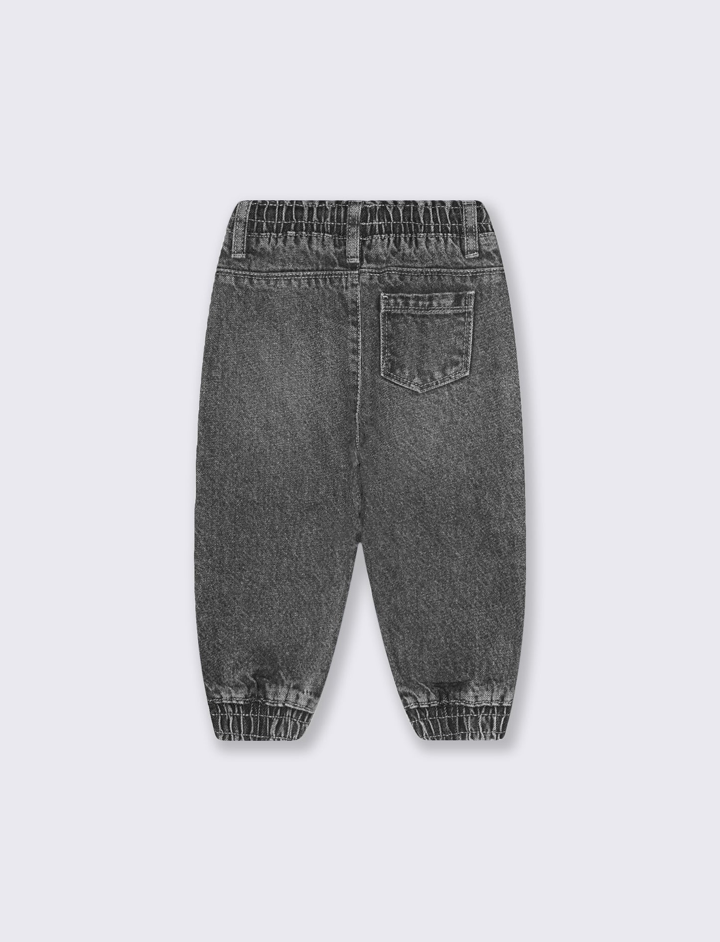 Denim jeans with drawstring and patch - Grey