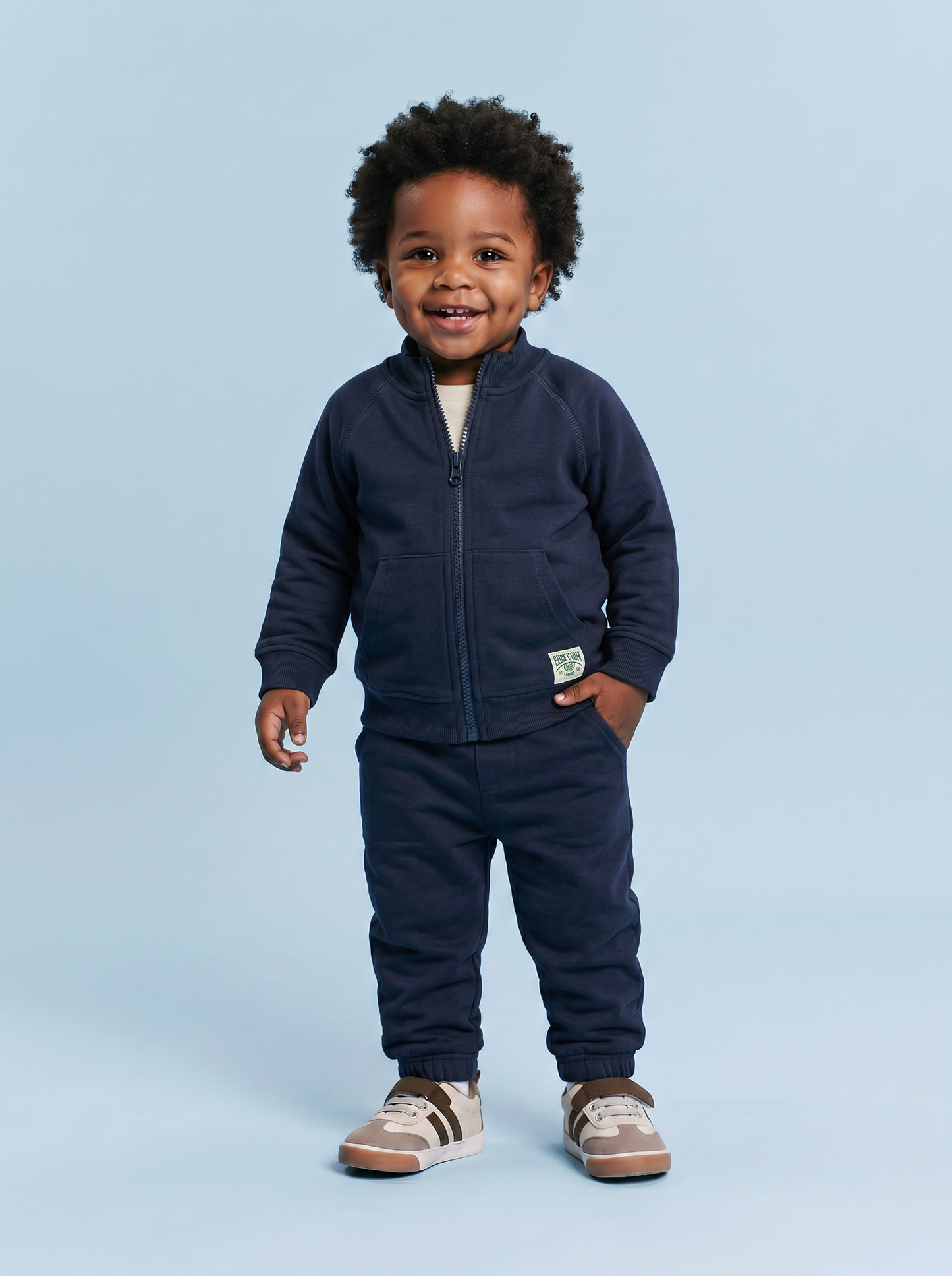 Felpa con zip e patch sul fondo - Blu