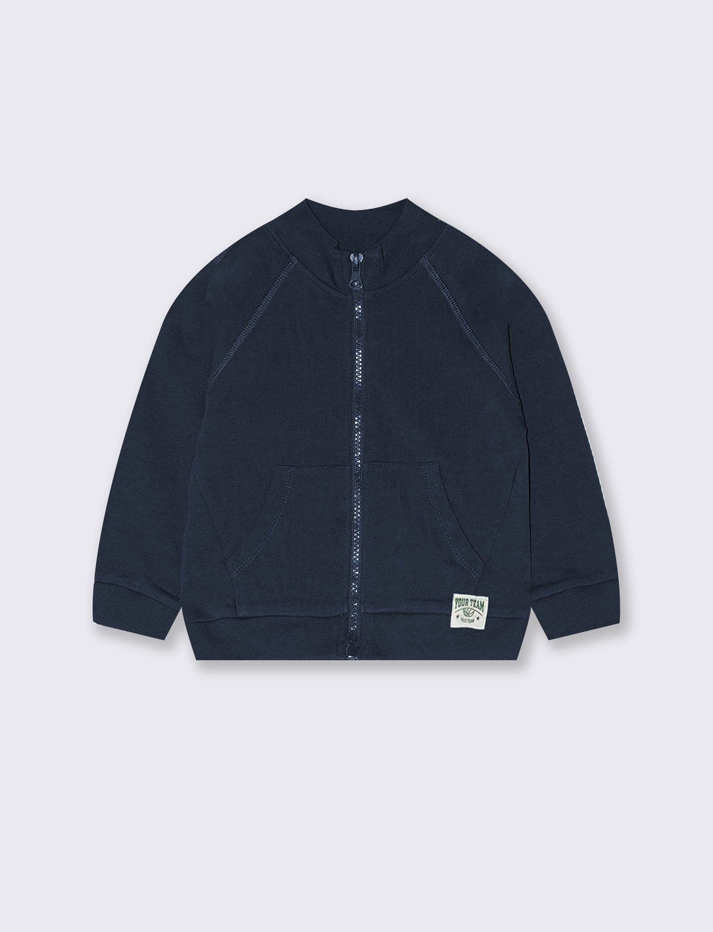 Felpa con zip e patch sul fondo - Blu