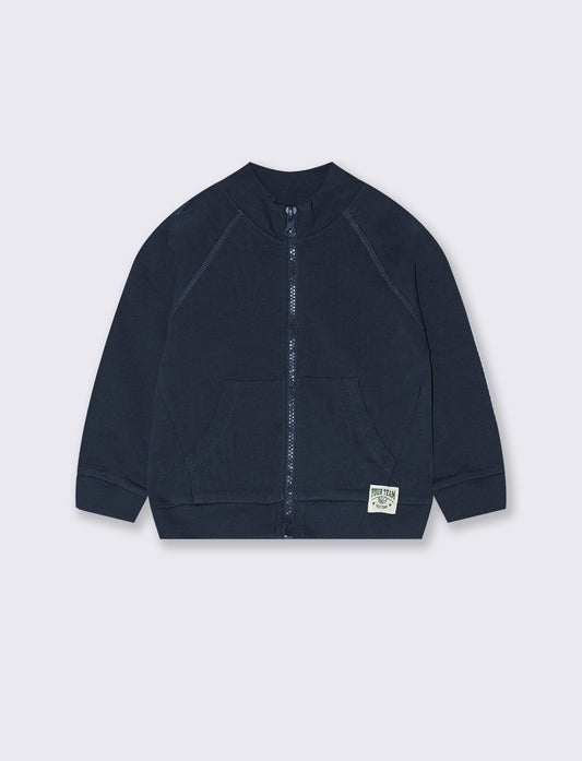 Felpa con zip e patch sul fondo - Blu