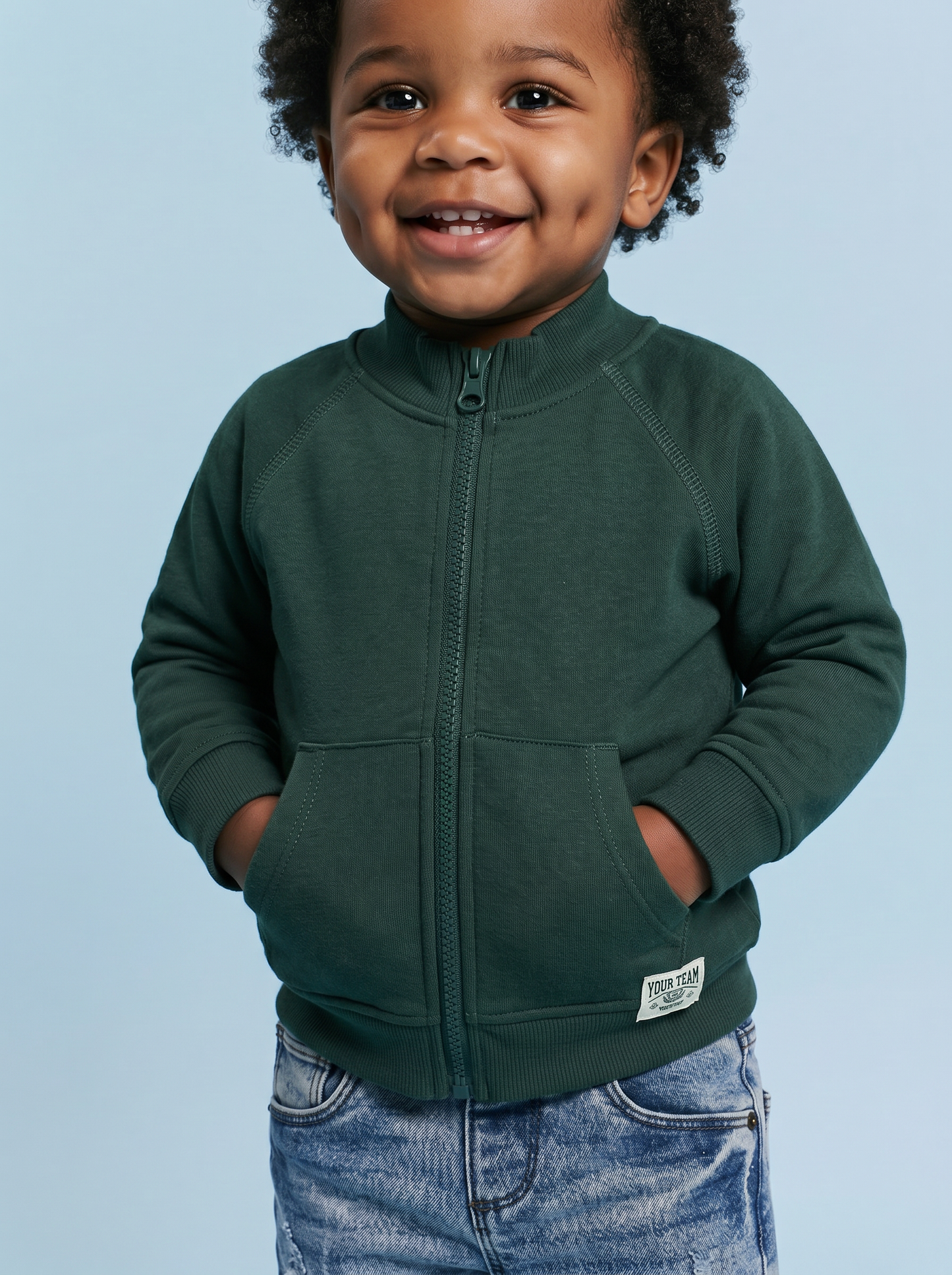 Zip-up hoodie with patch at the bottom - Green