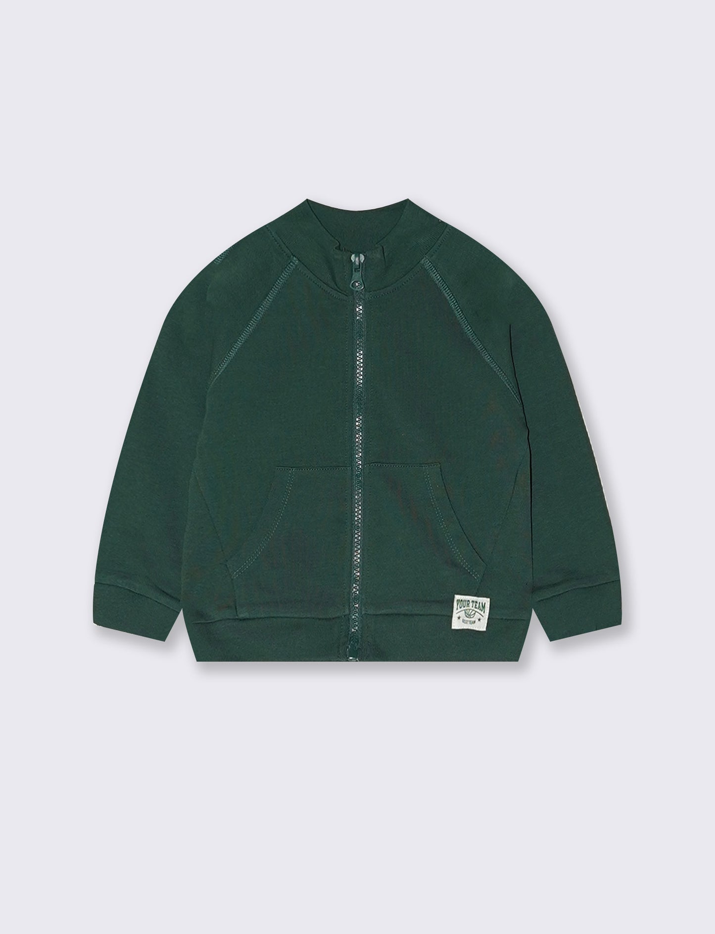 Zip-up hoodie with patch at the bottom - Green