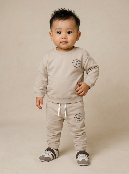 Felpa girocollo in cotone per neonato - Beige