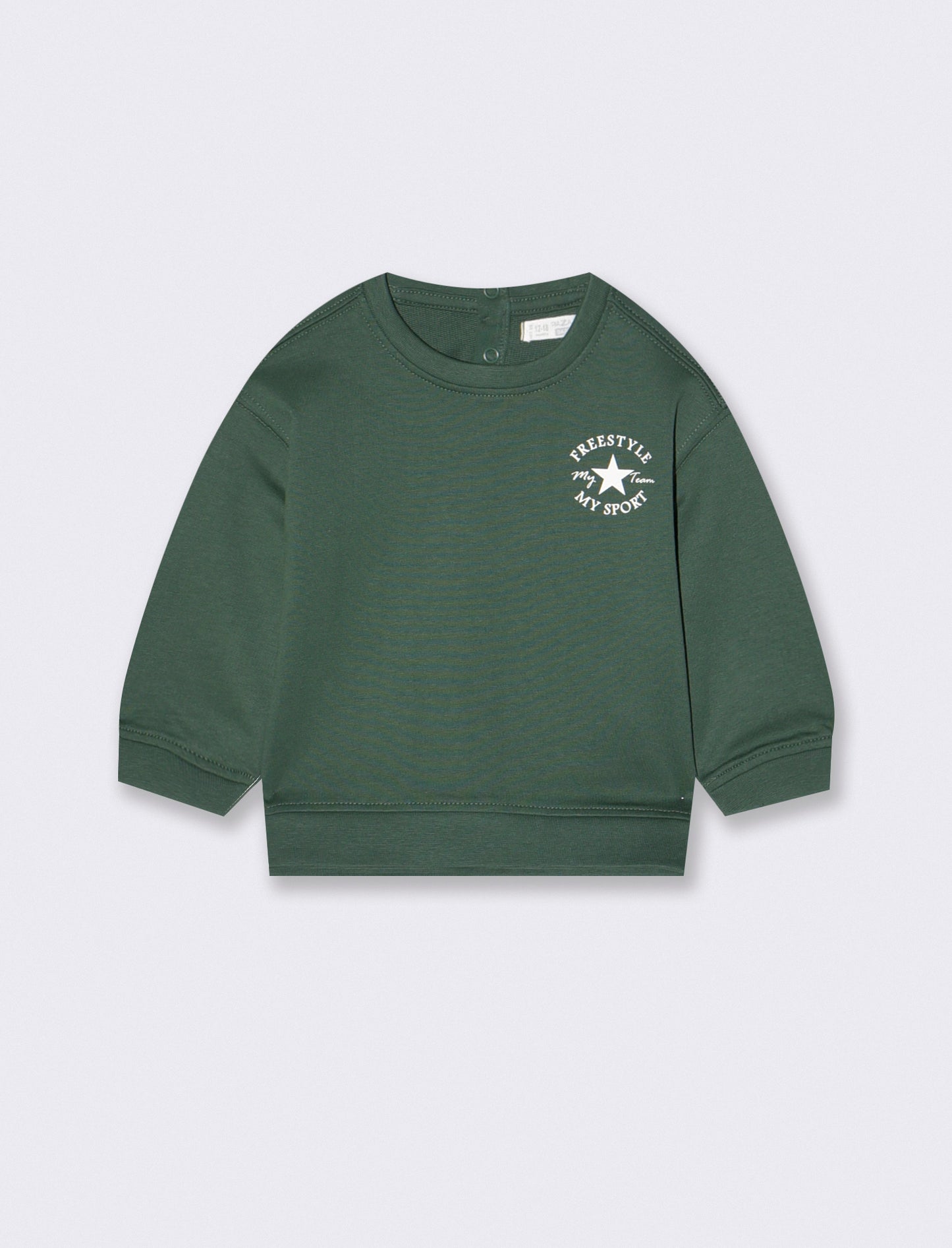 Felpa girocollo in cotone per neonato - Verde abete