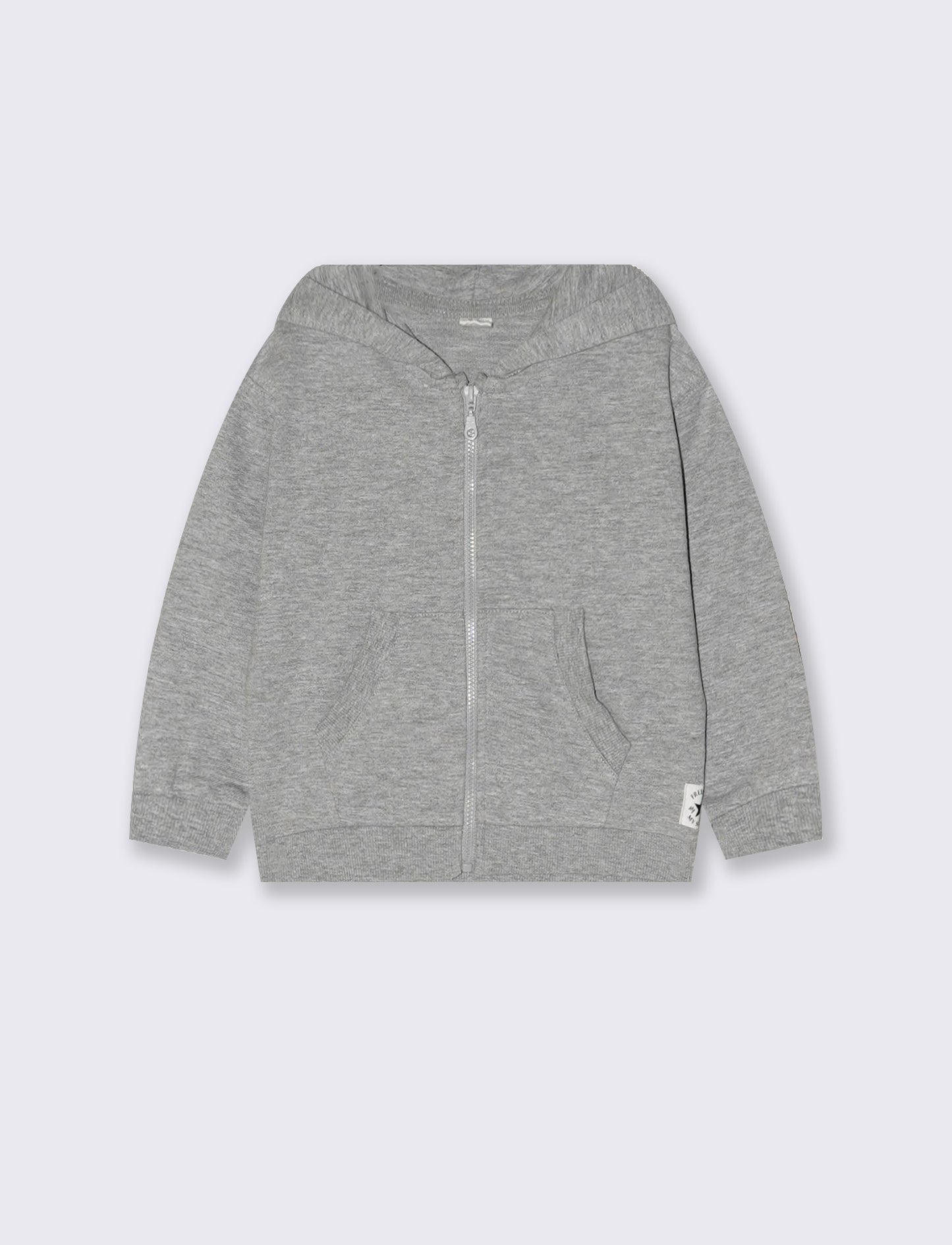 Felpa con zip, cappuccio e tascone - Grigio mel.