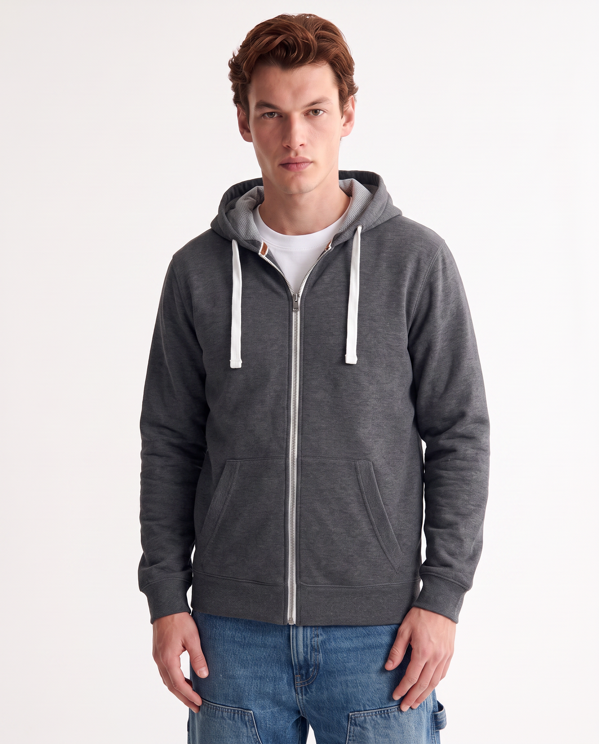 Melange zip-up hoodie - Black