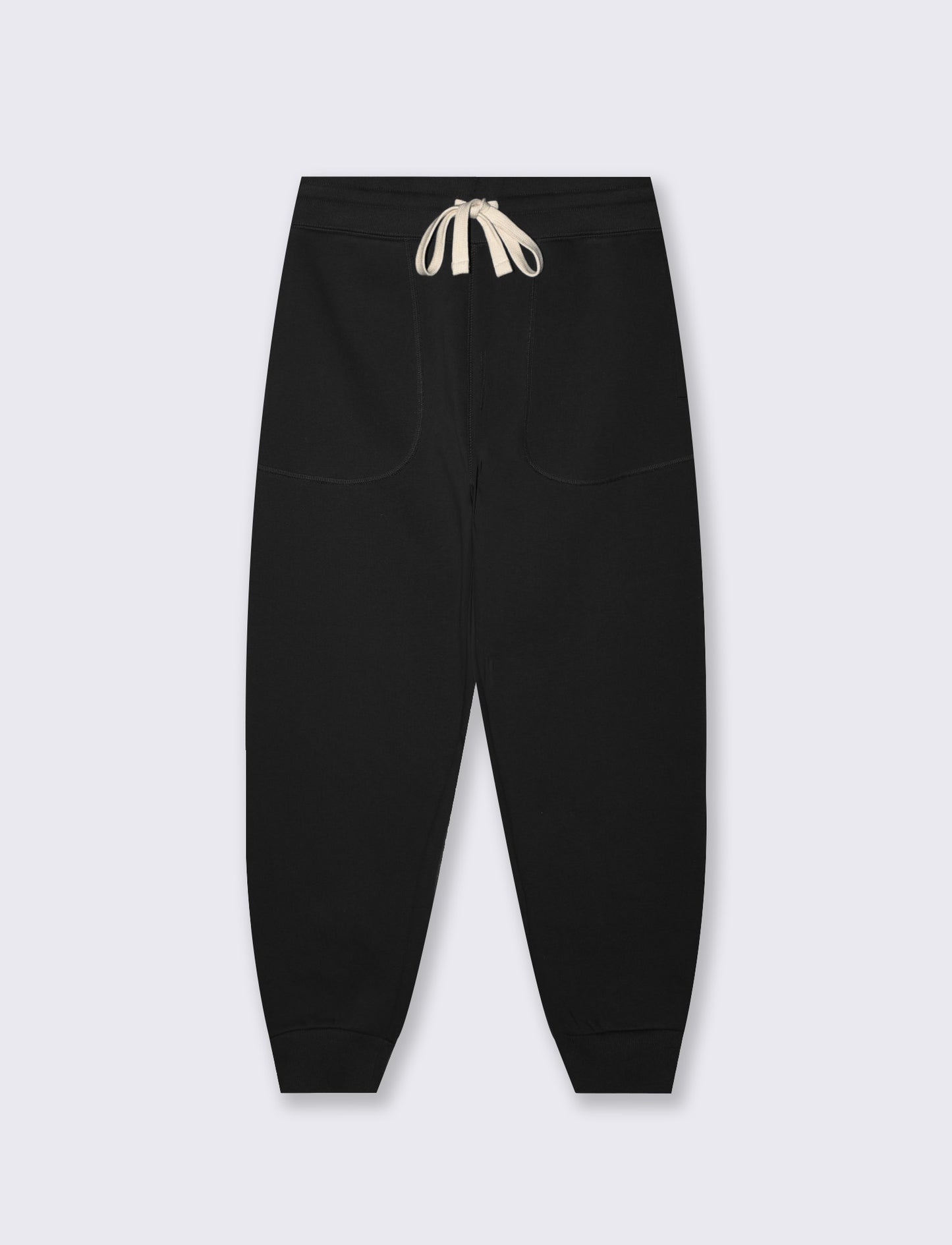 Pantaloni Baggy Fit in Felpa Misto Cotone - Nero