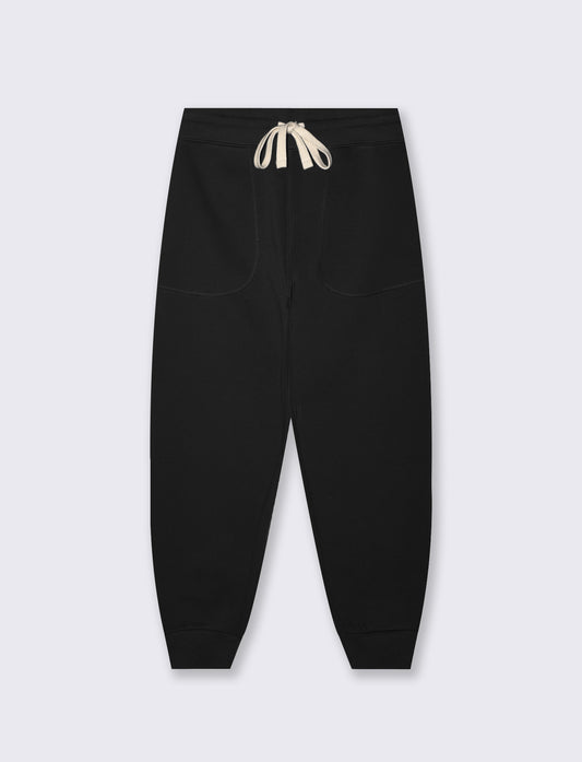 Pantaloni Baggy Fit in Felpa Misto Cotone - Nero
