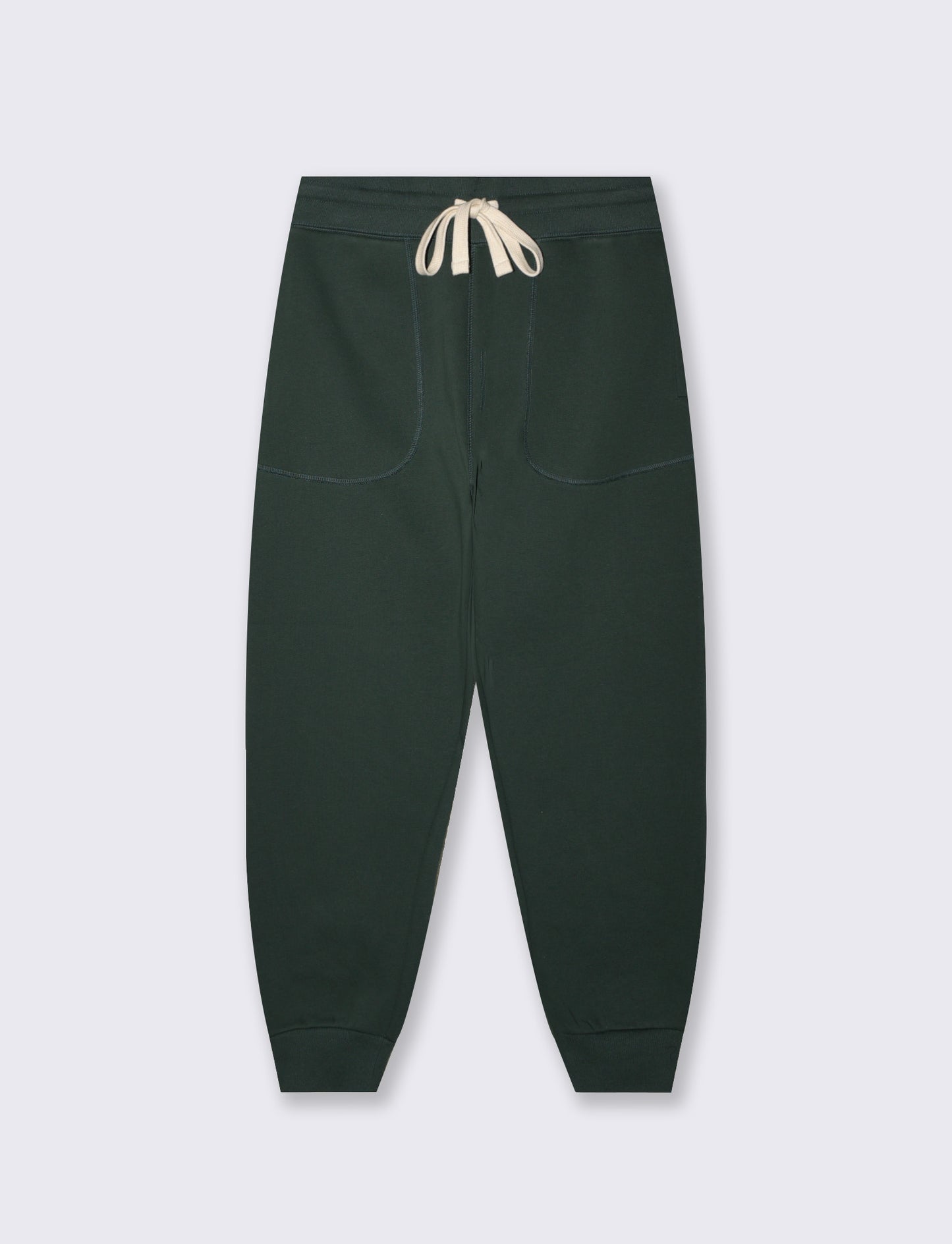 Pantaloni Baggy Fit in Felpa Misto Cotone - Verde scuro