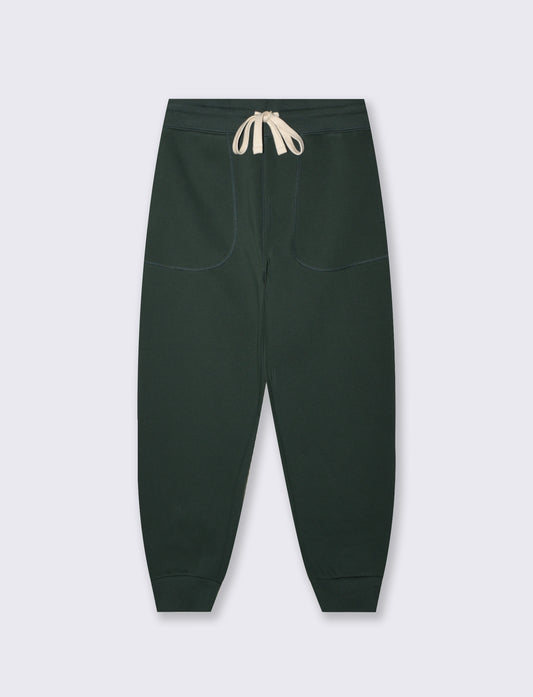 Pantaloni Baggy Fit in Felpa Misto Cotone - Verde scuro