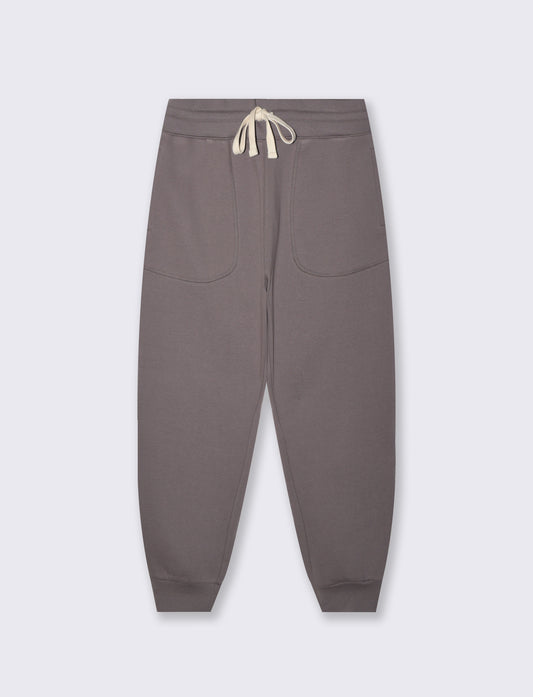 Pantaloni Baggy Fit in Felpa Misto Cotone - Grigio