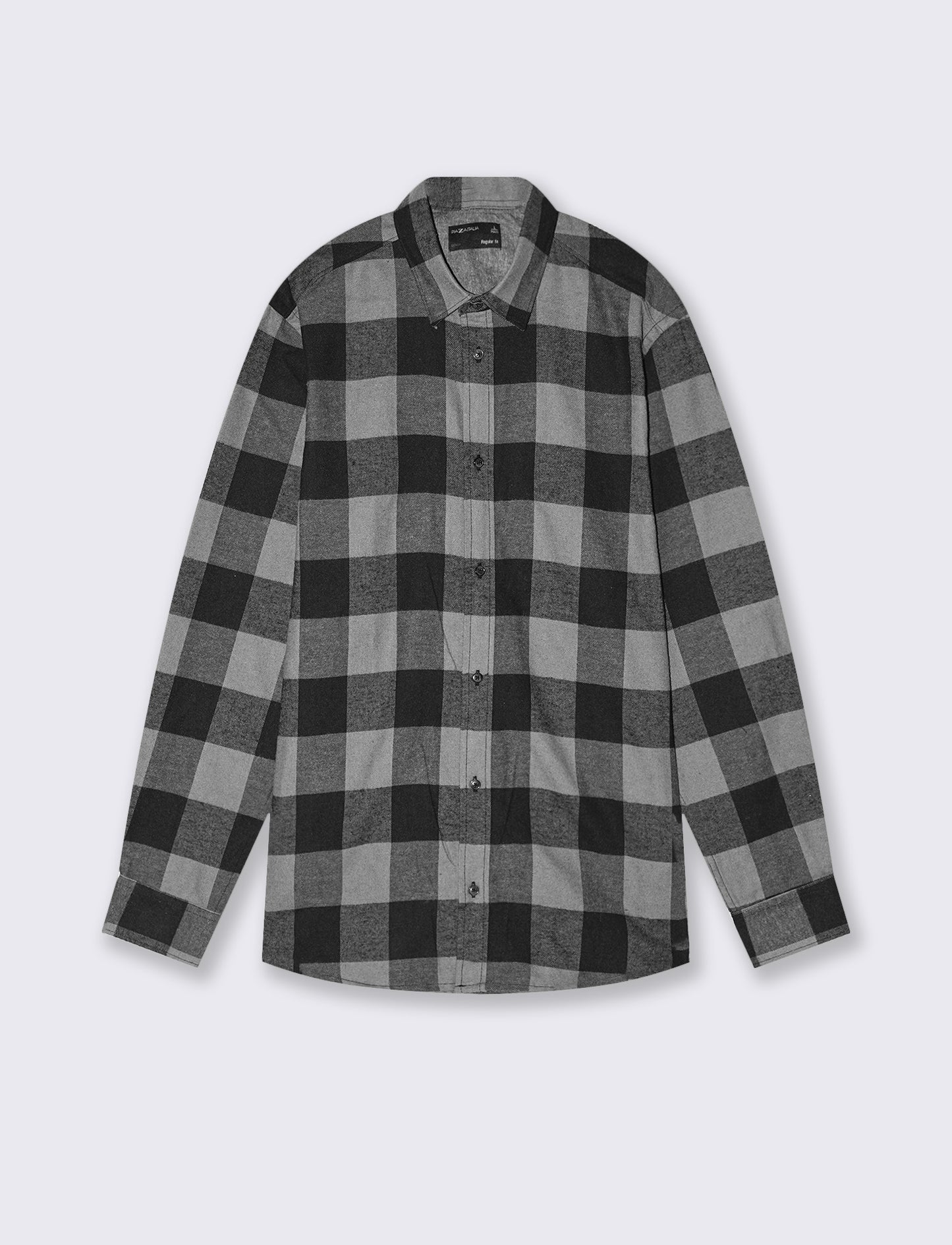 Camicia a quadri in flanella regular fit - Grigio mel.