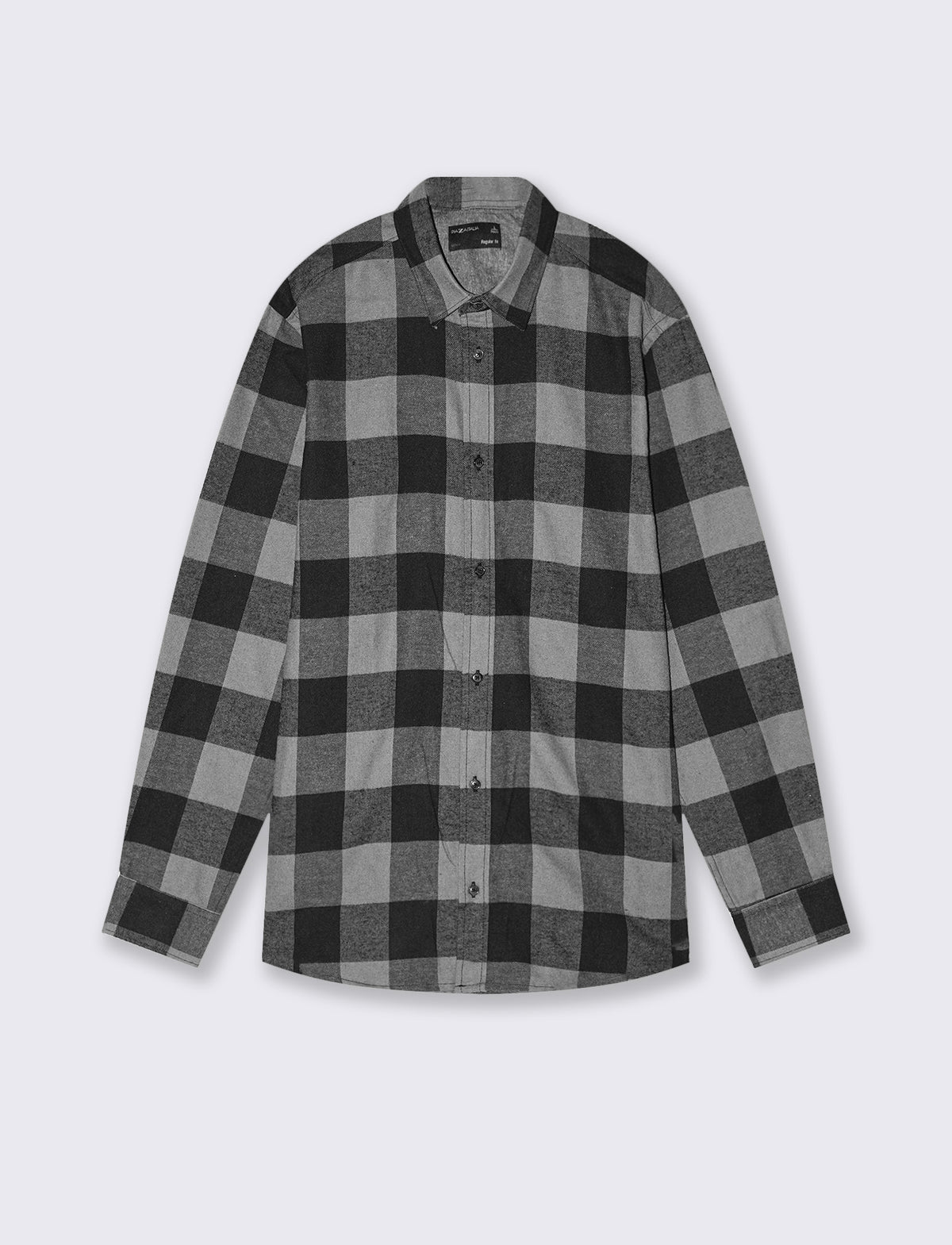 Camicia a quadri in flanella regular fit - Grigio mel.
