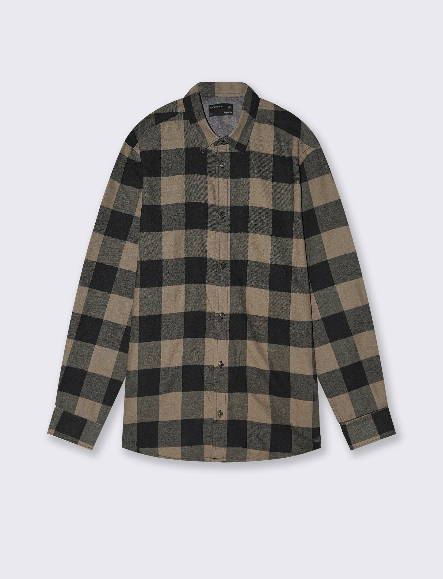 Camicia a quadri in flanella regular fit - Verde kaki