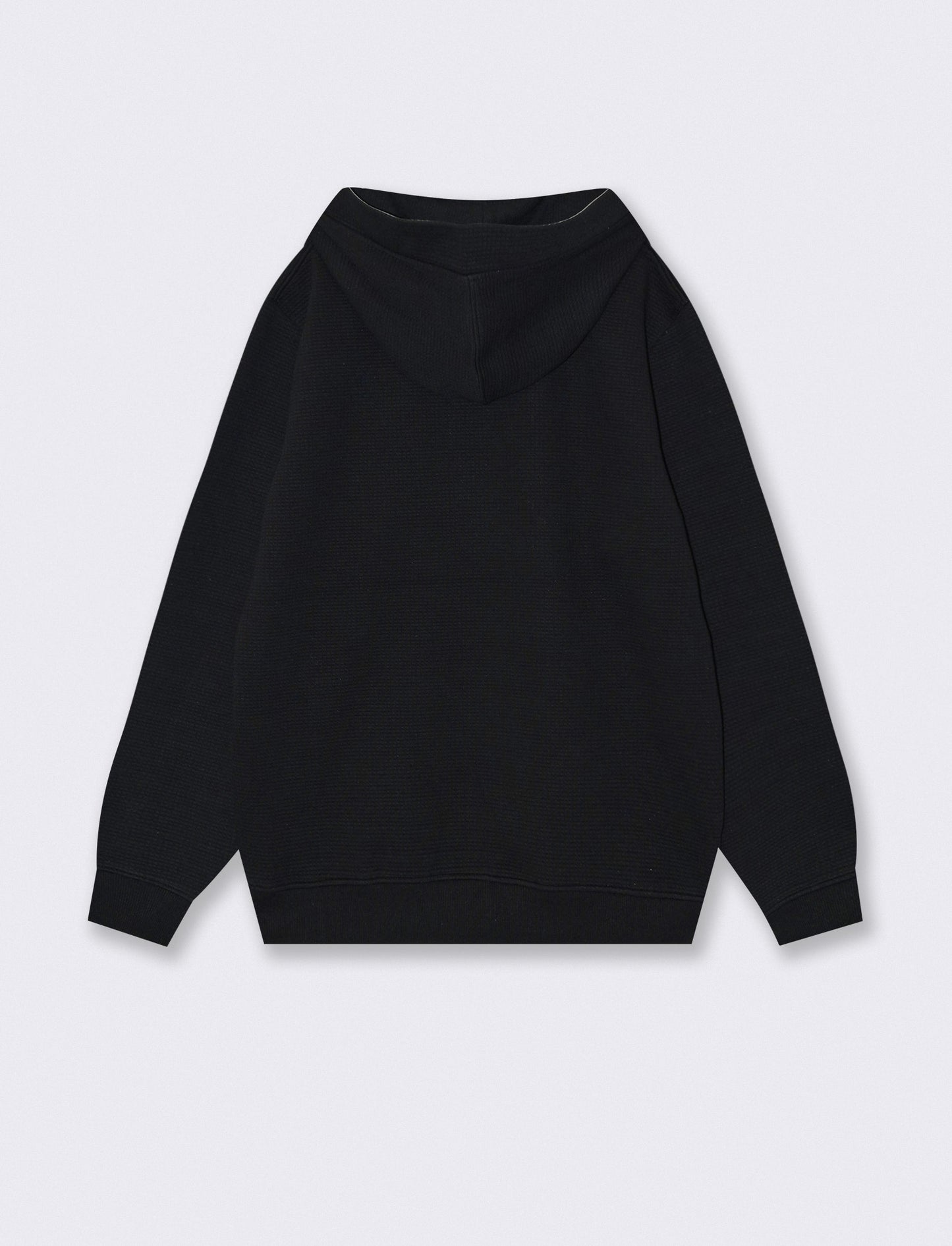 Felpa Jacquard con Cappuccio e Stampa - Nero