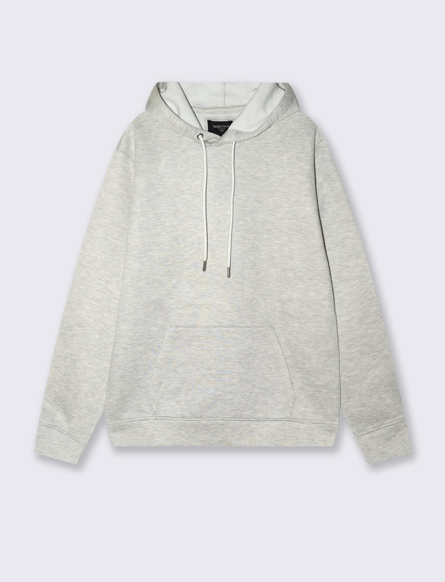 Felpa Jacquard con Cappuccio e Tasca - Grigio mel.