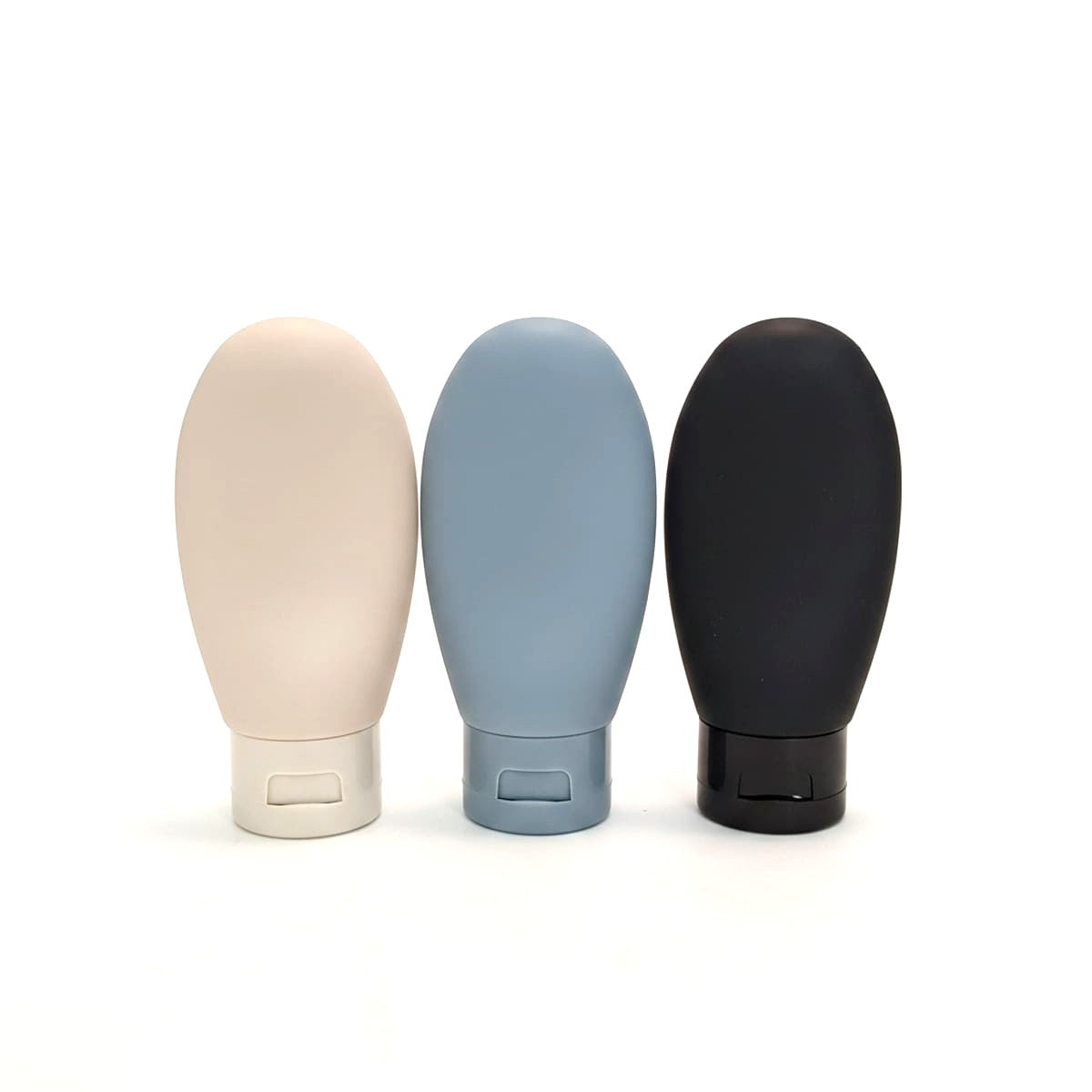 Set of 3 travel soft touch dispensers - White