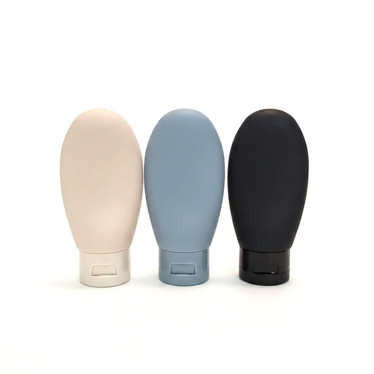 Set of 3 travel soft touch dispensers - White