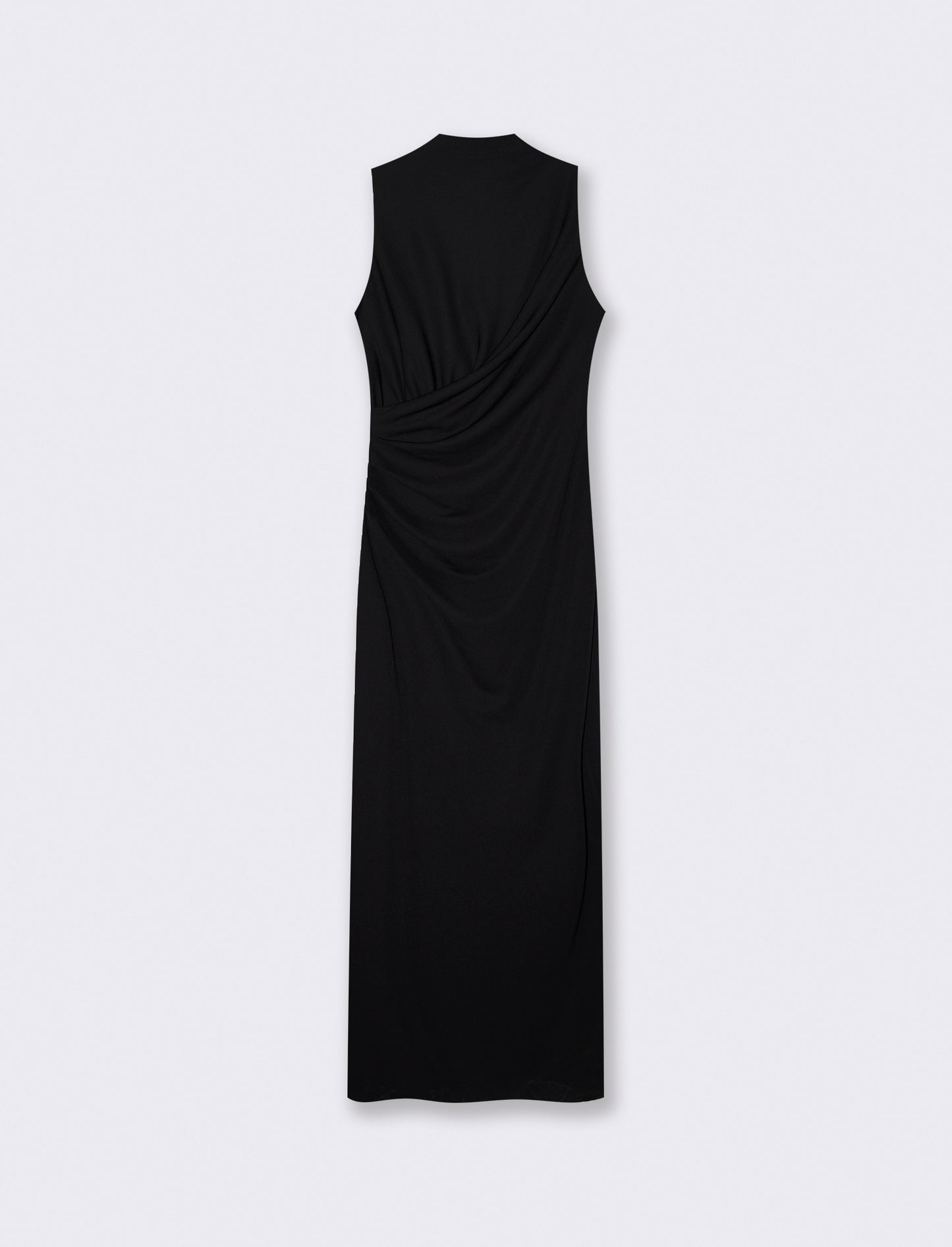 Vestito lungo drappeggiato con spacco - Nero