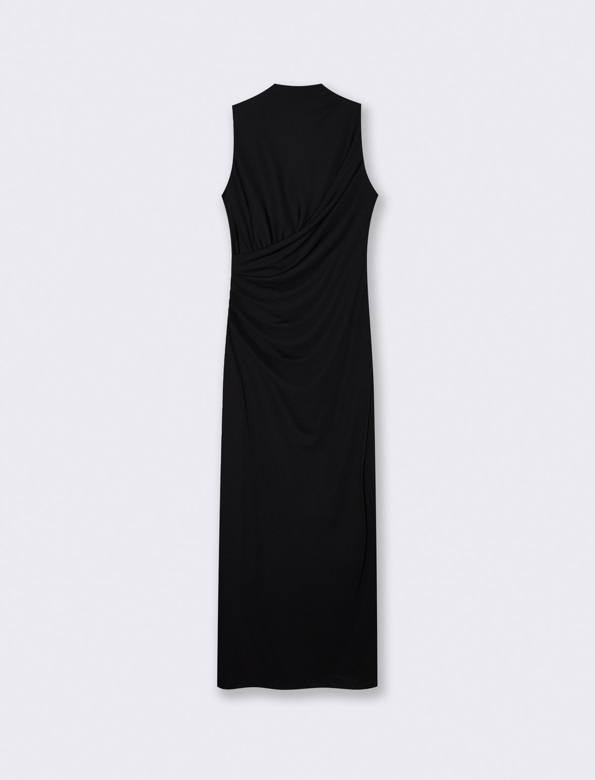 Vestito lungo drappeggiato con spacco - Nero