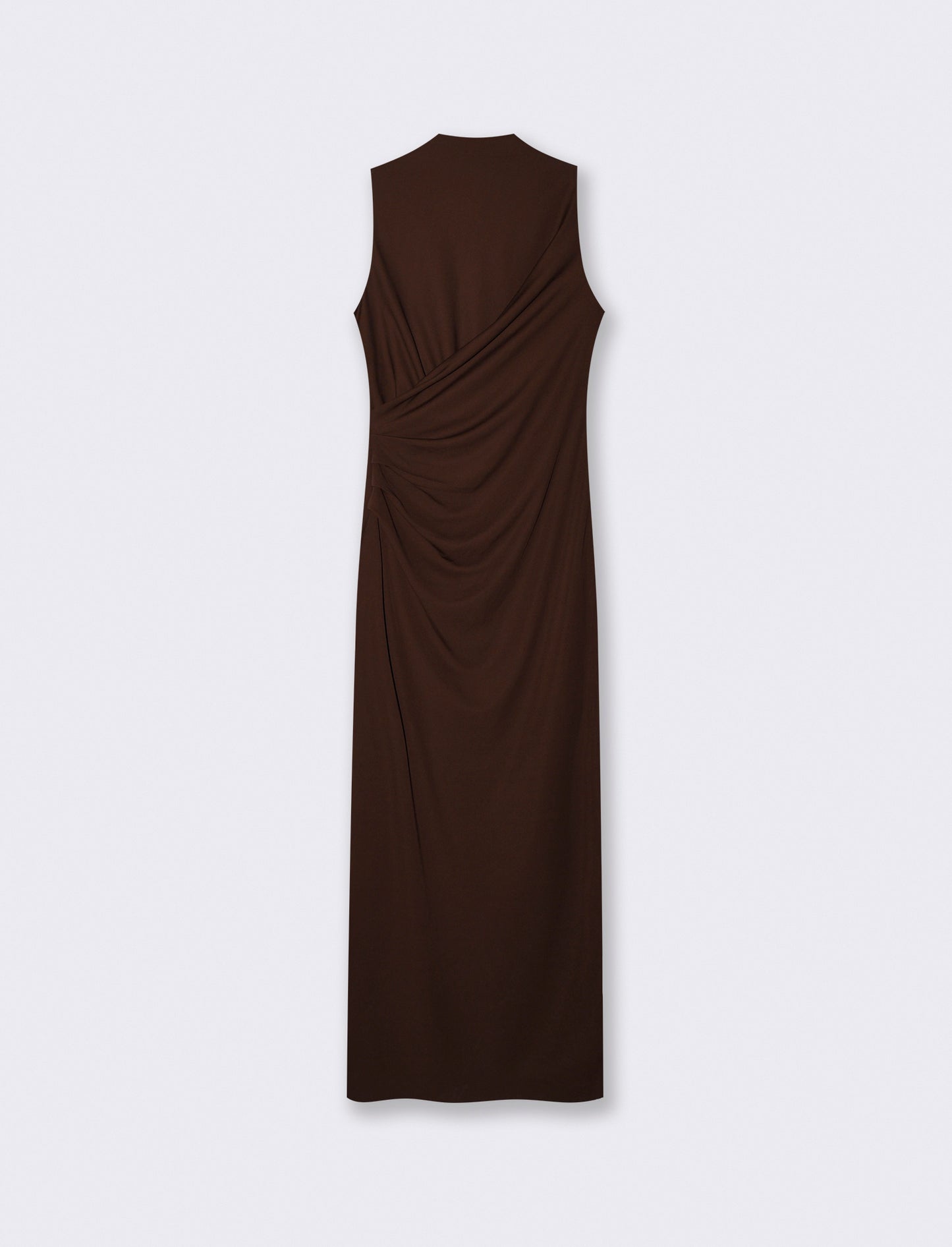 Vestito lungo drappeggiato con spacco - Moro