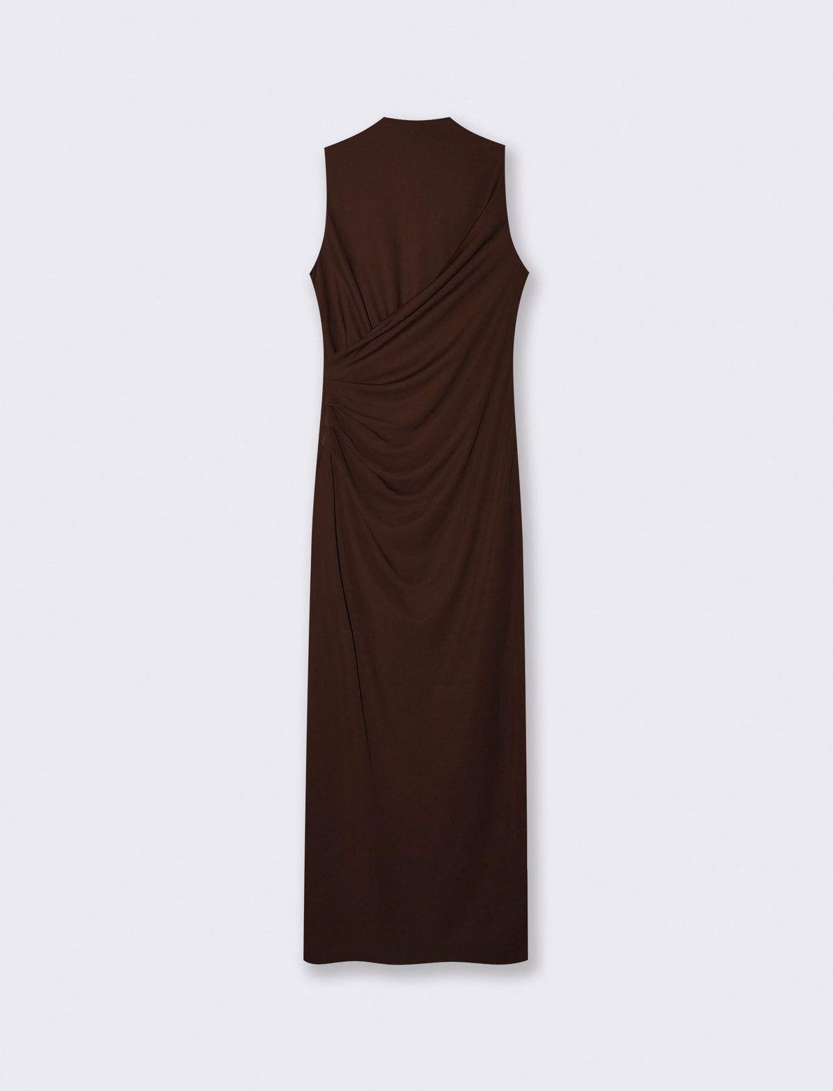 Vestito lungo drappeggiato con spacco - Moro