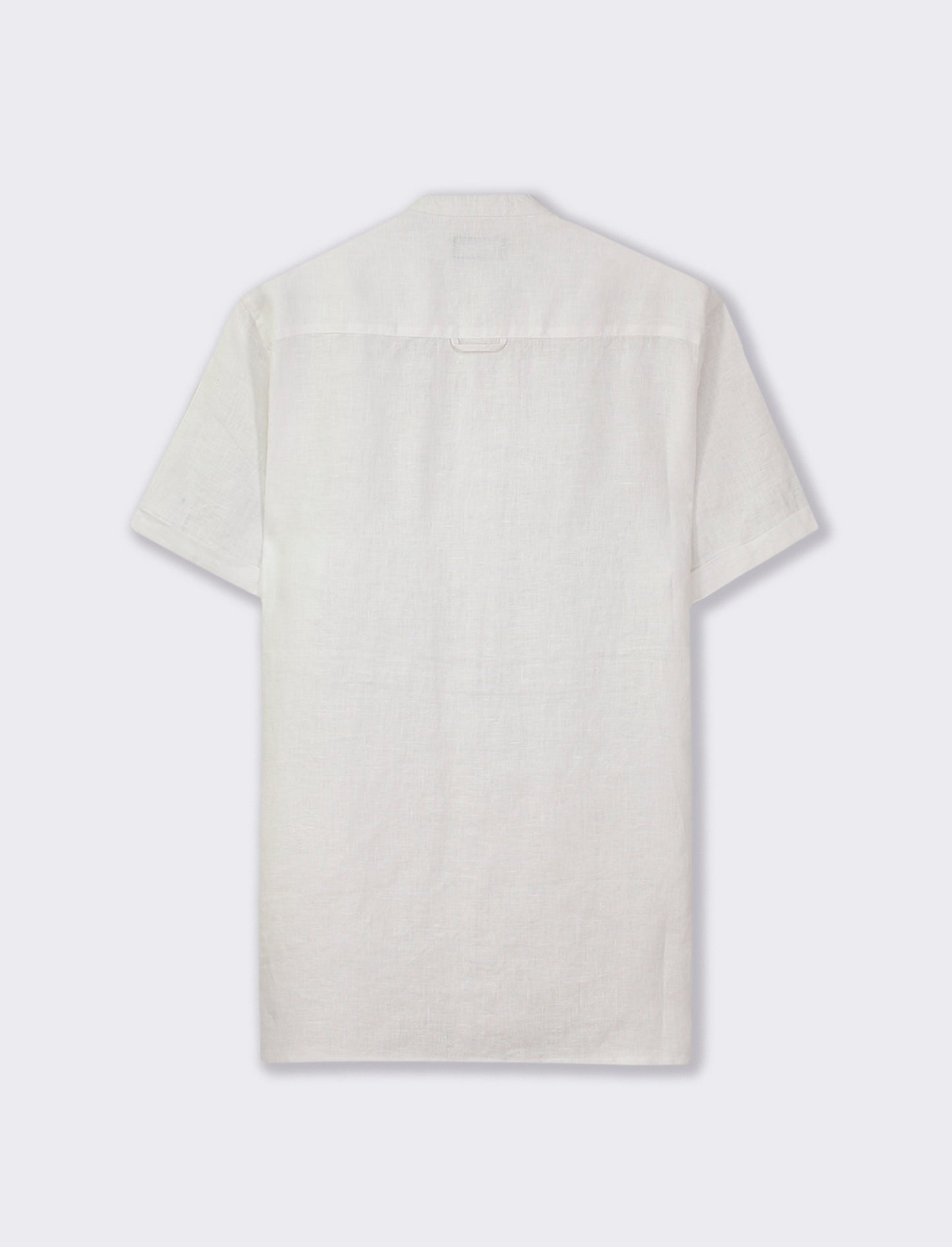 Lightweight Pure Linen Short Sleeve Regular Fit Shirt with Korean Collar - White