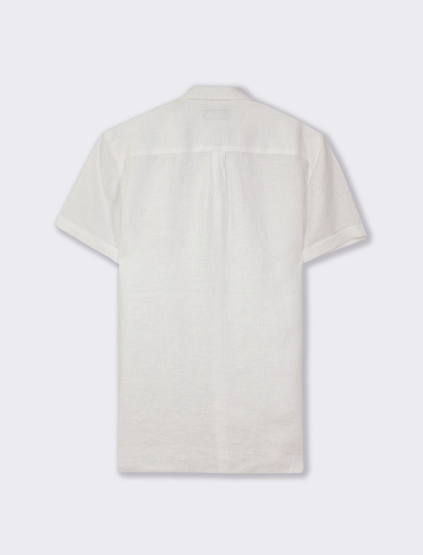 Lightweight Pure Linen French Collar Short Sleeve Regular Fit Shirt - White