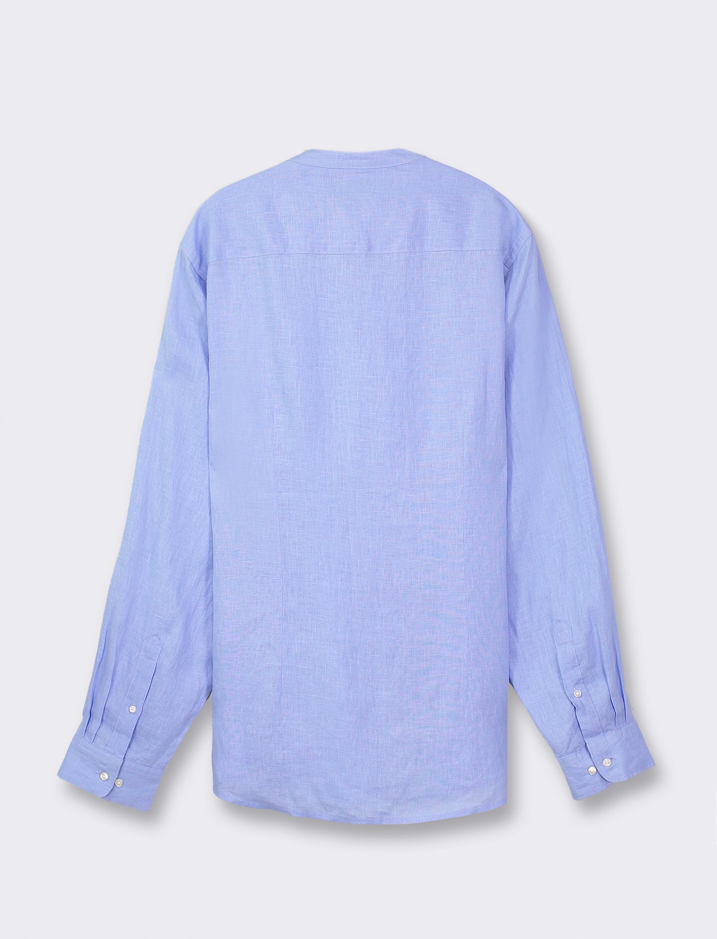 Lightweight Pure Linen Regular Fit Shirt with Korean Collar - Sky blue