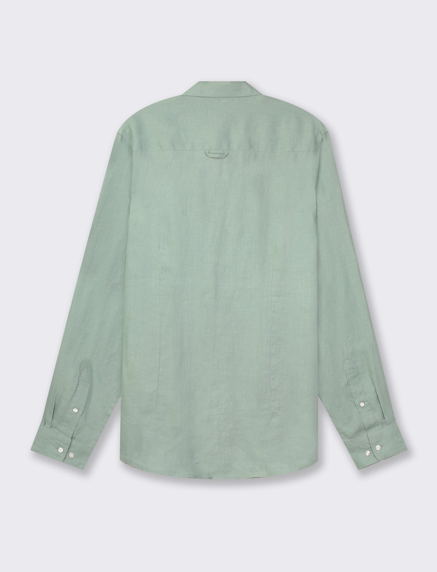 Lightweight Pure Linen Regular Fit French Collar Long Sleeve Shirt - Green