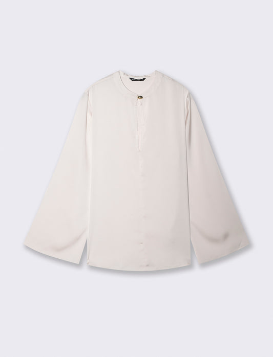 Casacca collo coreano con scollo a goccia - Avorio