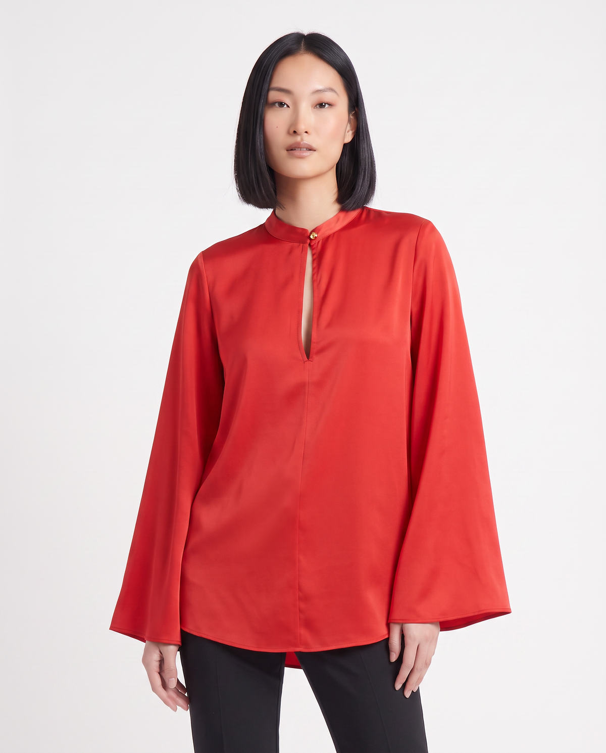 Casacca collo coreano con scollo a goccia - Rosso