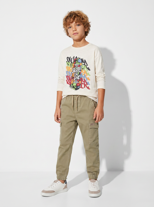 Jogging e pantaloni cargo in maglia - Beige