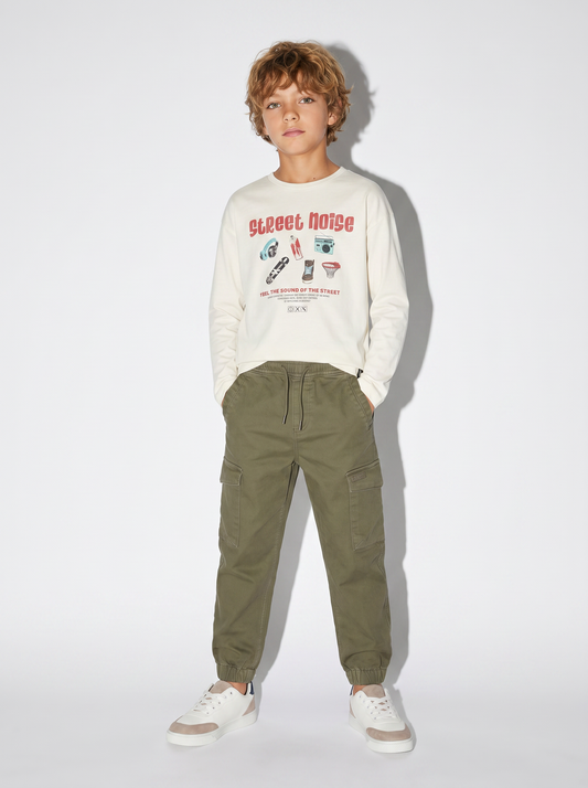 Jogging e pantaloni cargo in maglia - Verde militare