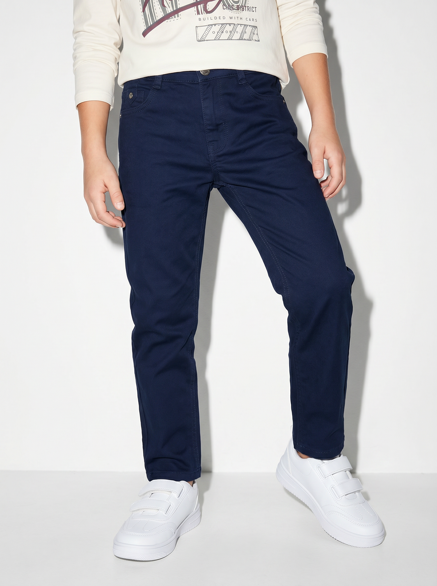 Five-pocket cotton blend trousers - Blue