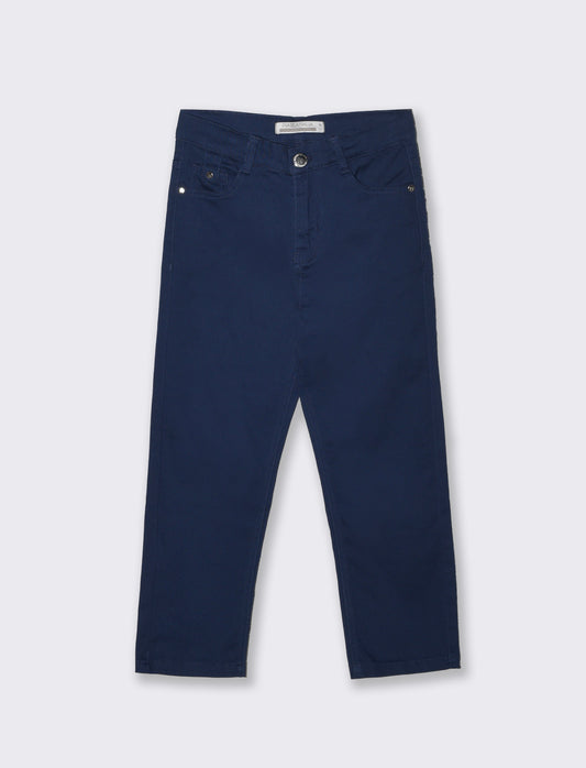 Five-pocket cotton blend trousers - Blue