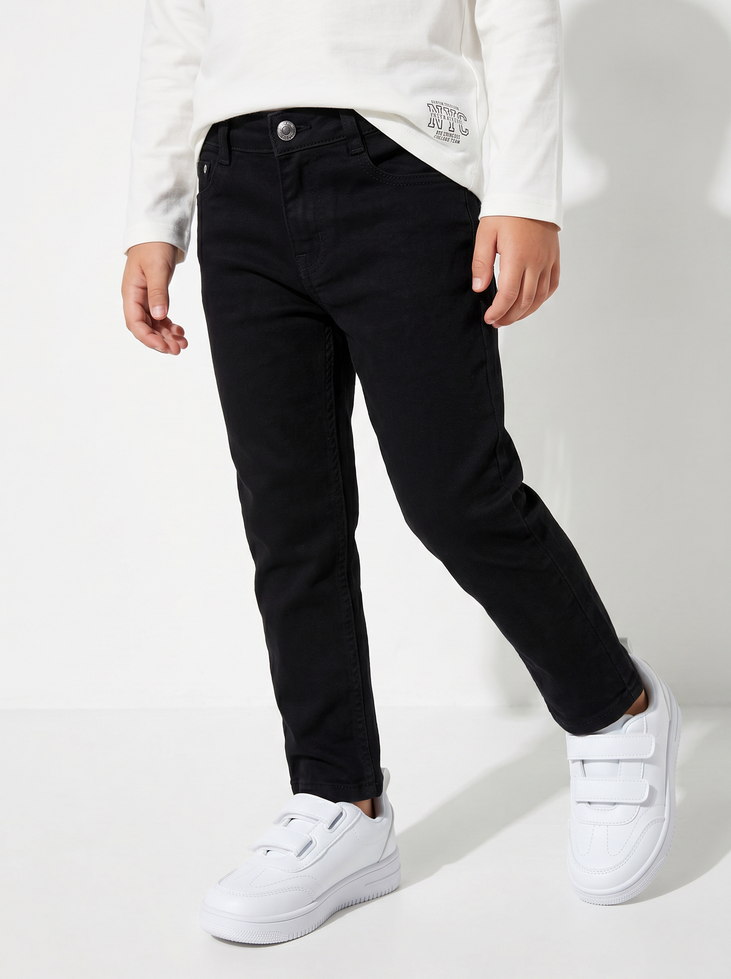 Five-pocket cotton blend trousers - Black