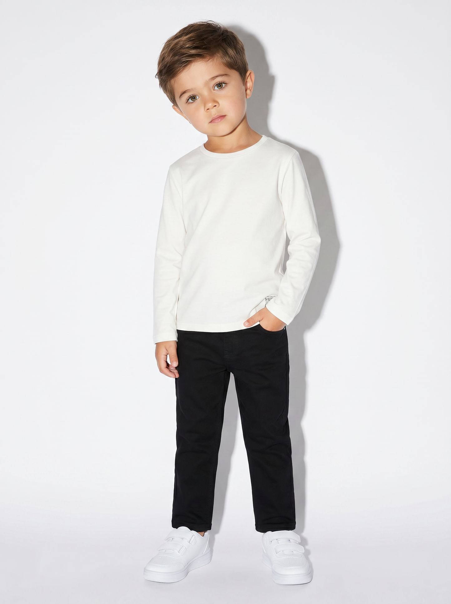 Five-pocket cotton blend trousers - Black