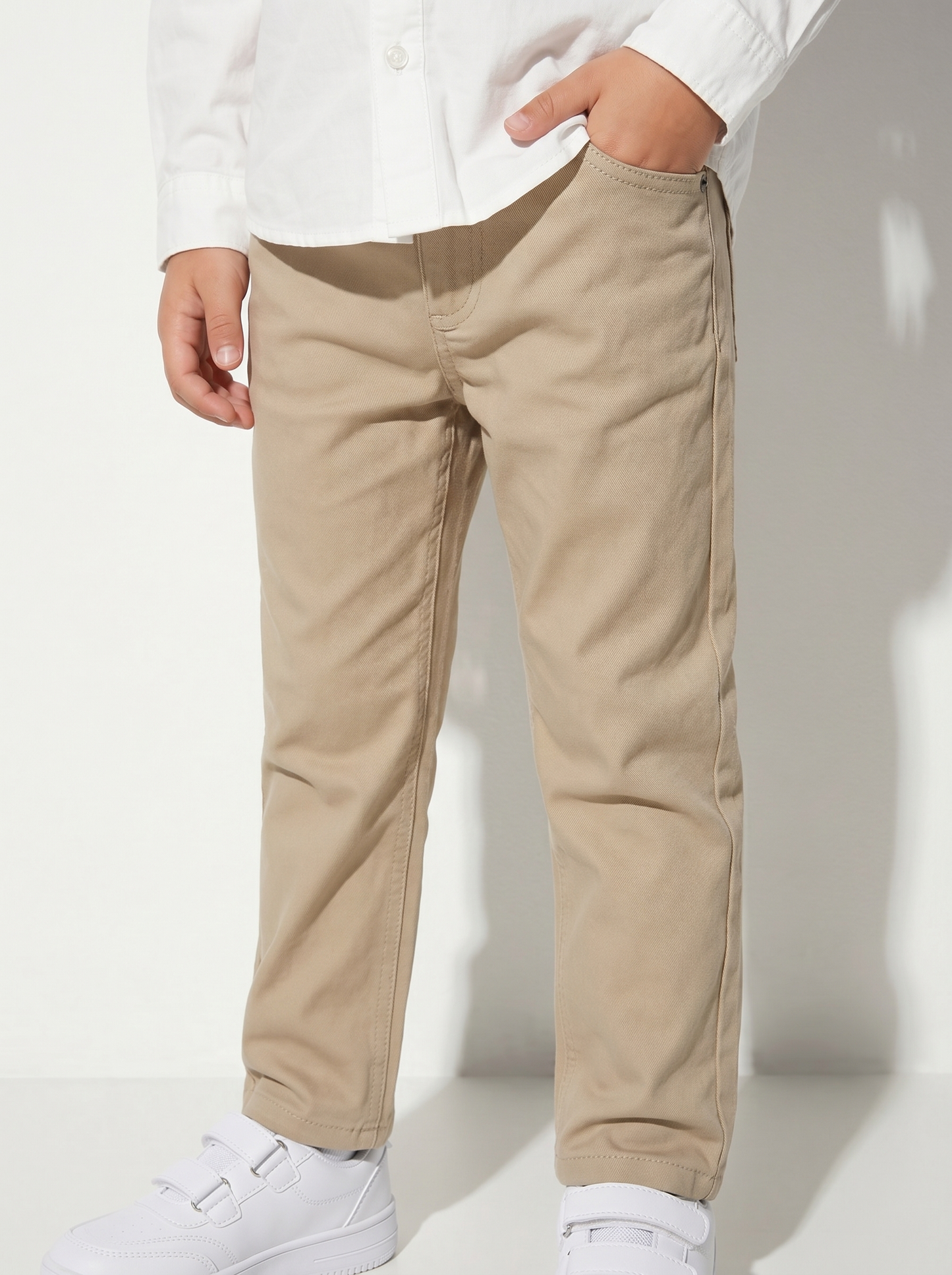 Pantaloni cinque tasche in misto cotone - Beige