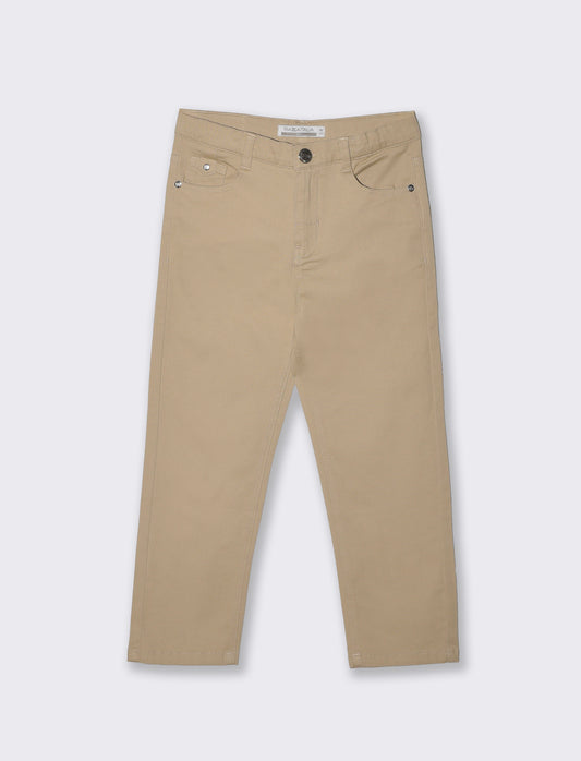 Five-pocket cotton blend trousers - Beige
