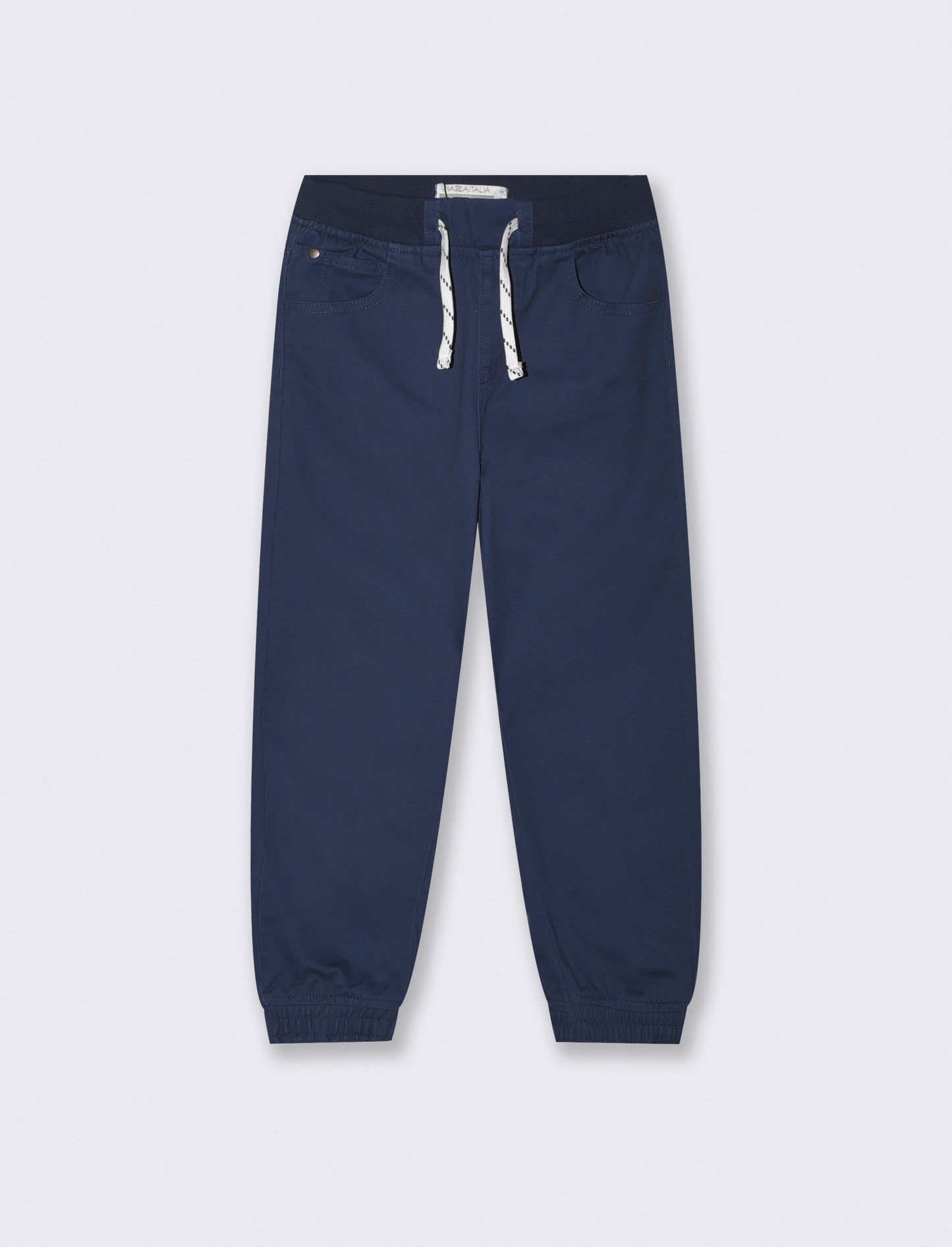 Cotton Jogger Pants with Drawstring - Blue