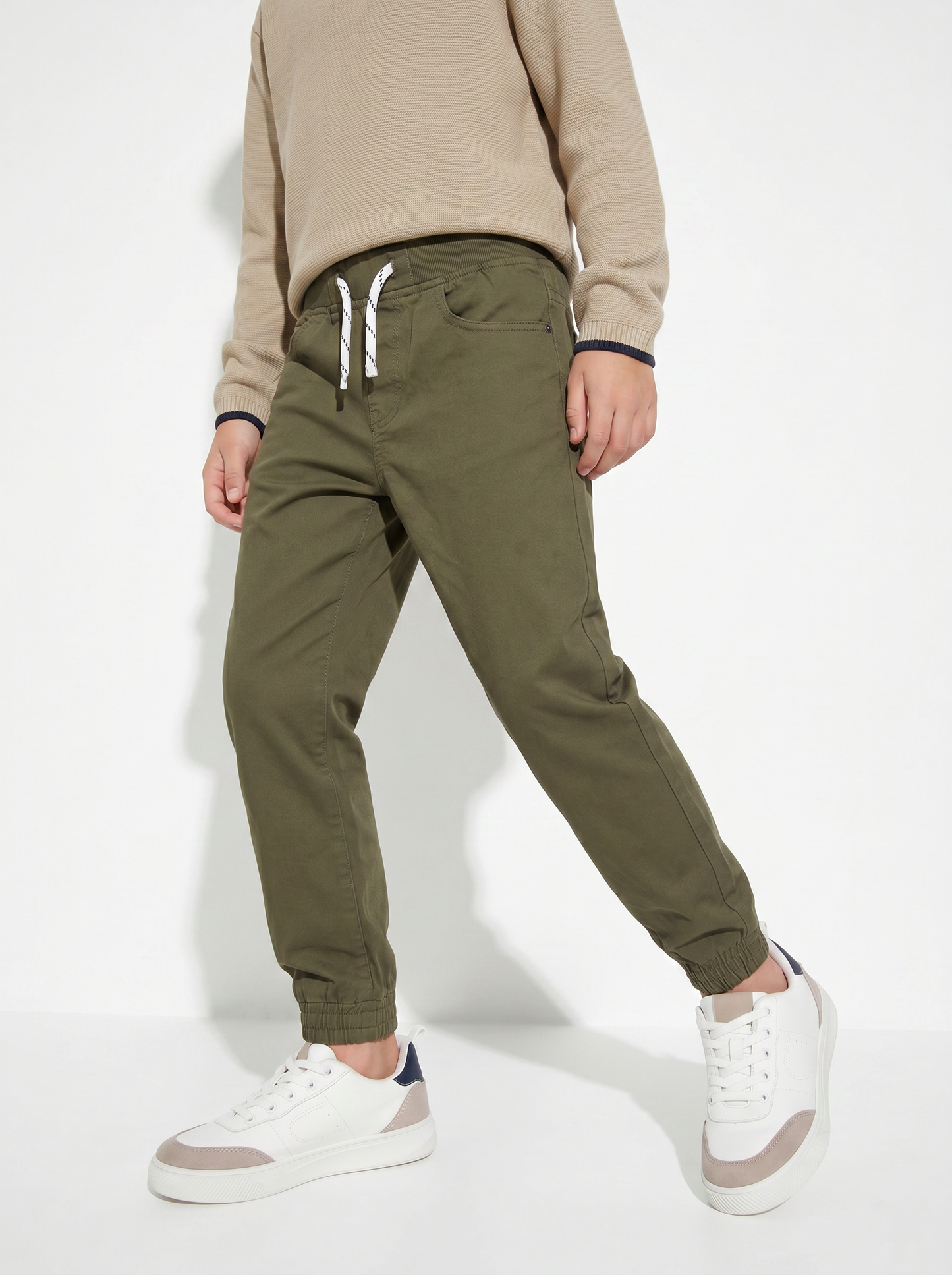 Pantaloni Jogger in Cotone con Coulisse - Verde salvia