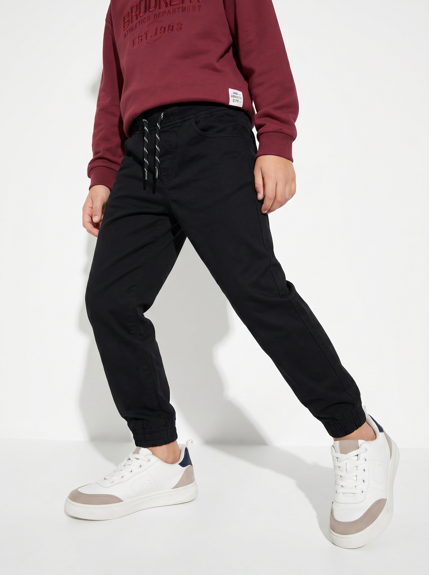 Cotton Jogger Pants with Drawstring - Black
