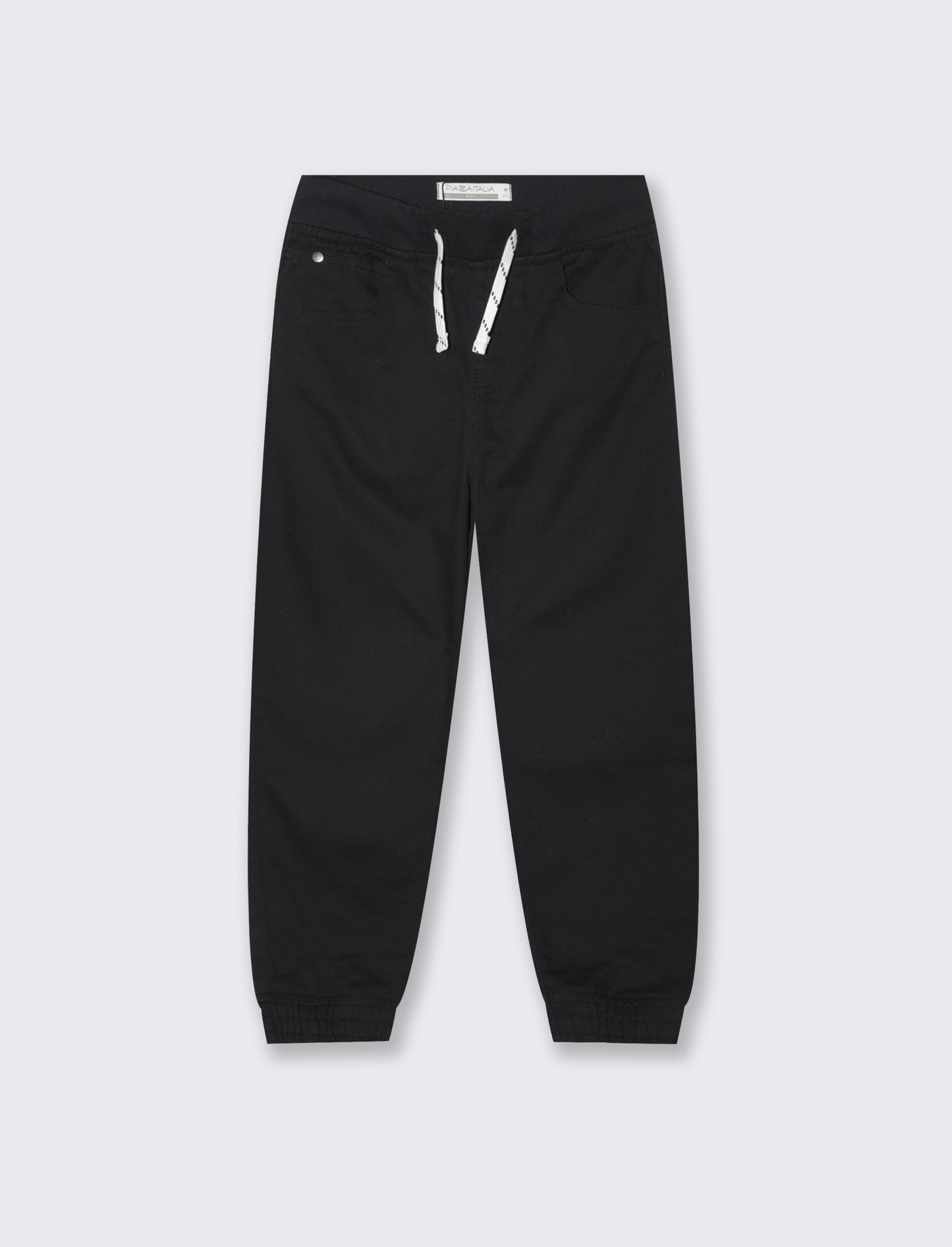 Cotton Jogger Pants with Drawstring - Black
