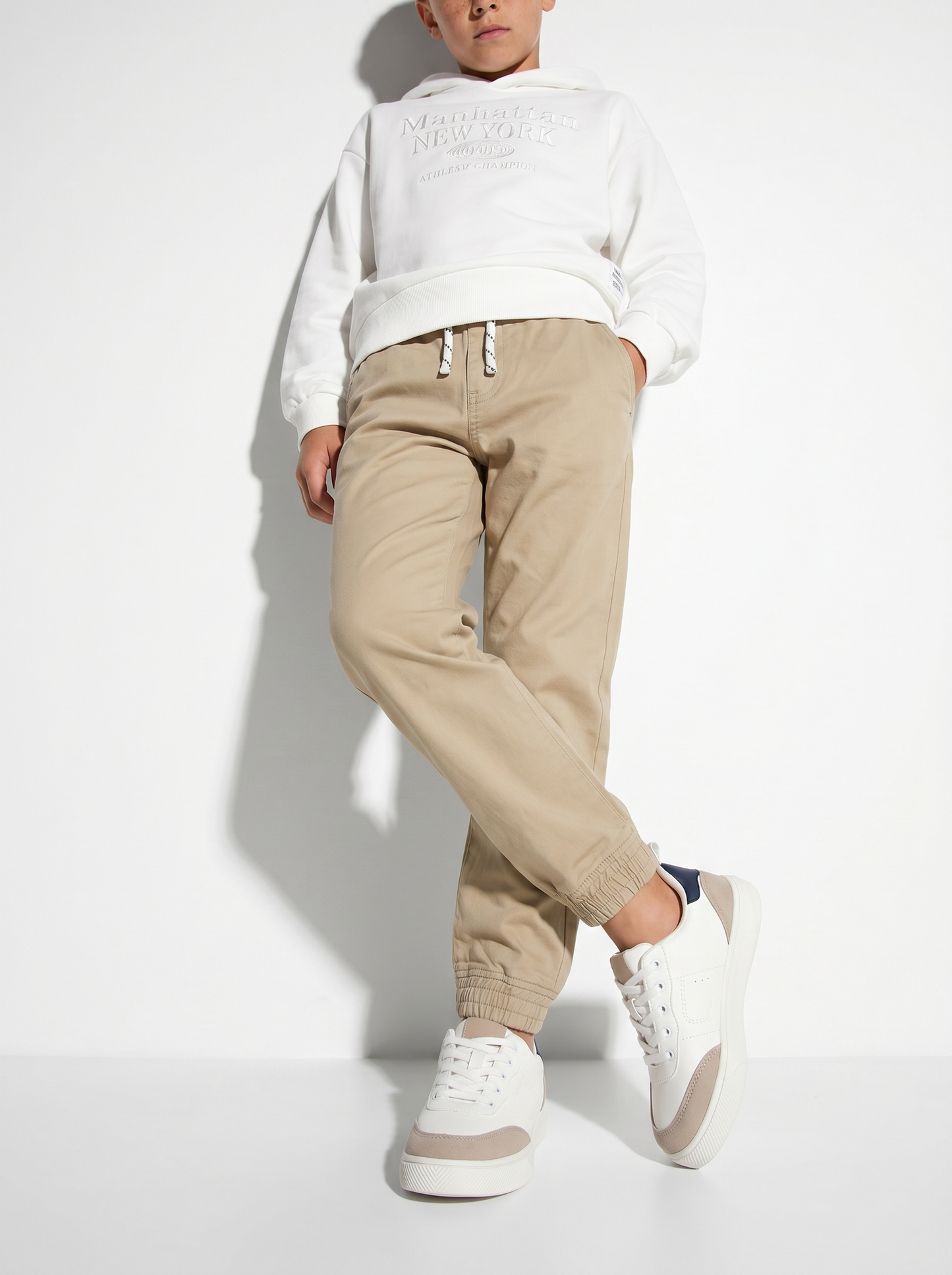 Pantaloni Jogger in Cotone con Coulisse - Beige