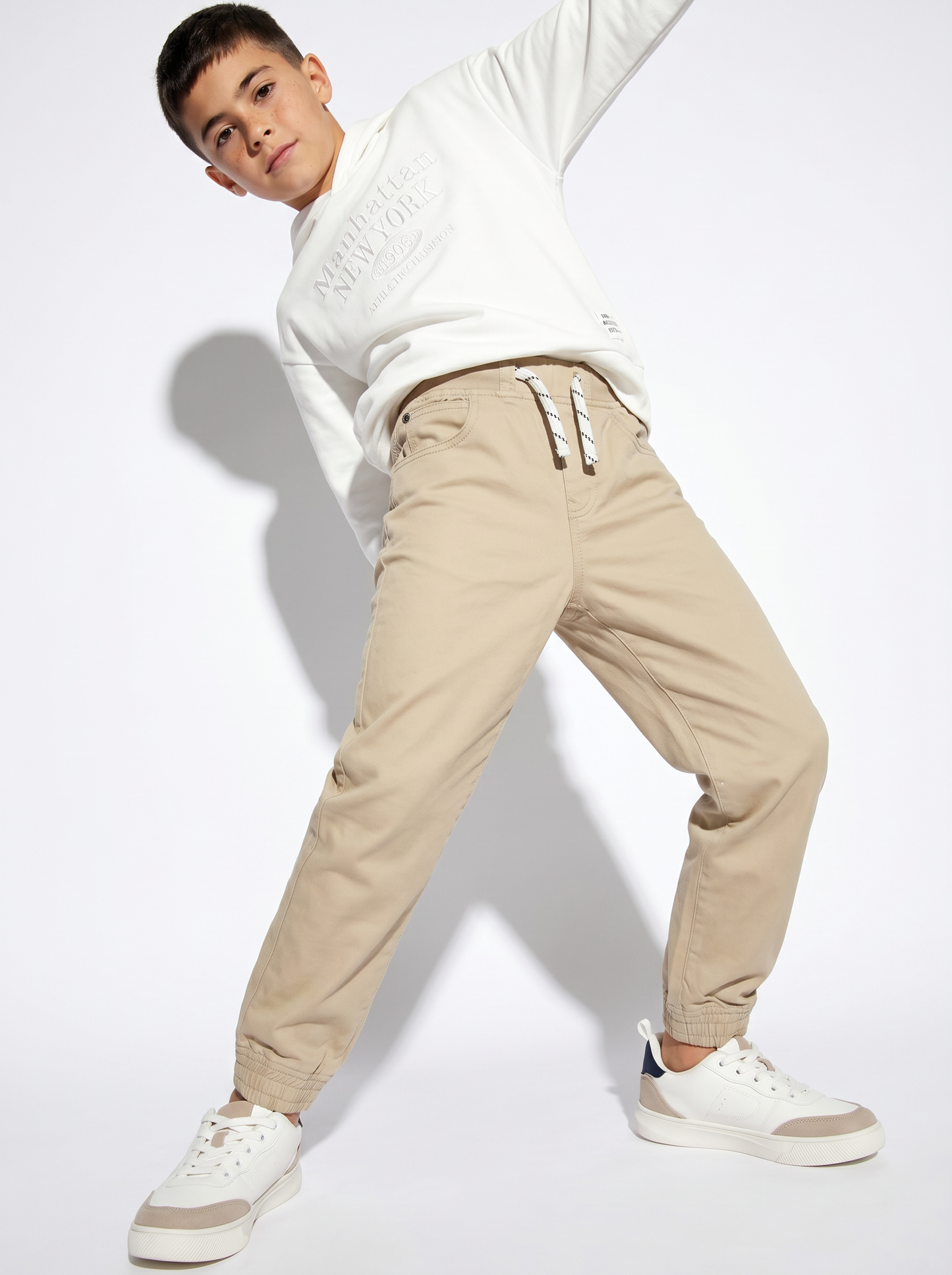 Pantaloni Jogger in Cotone con Coulisse - Beige