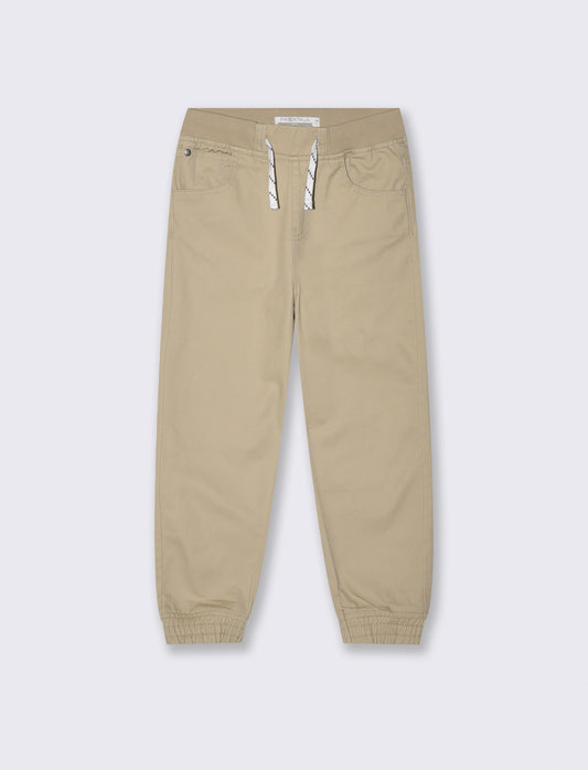 Cotton Jogger Pants with Drawstring - Beige