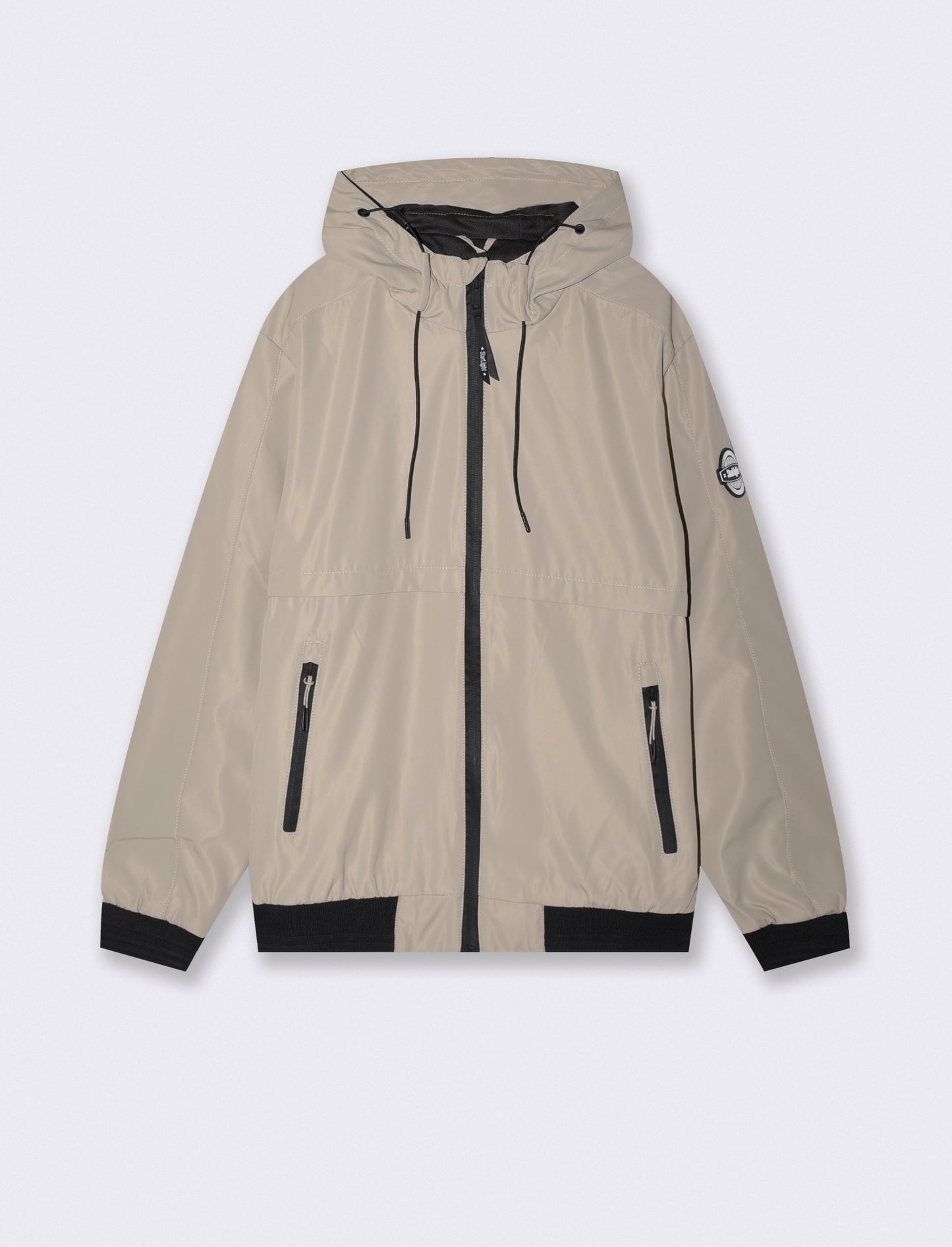 Windproof jacket with adjustable hood - Beige