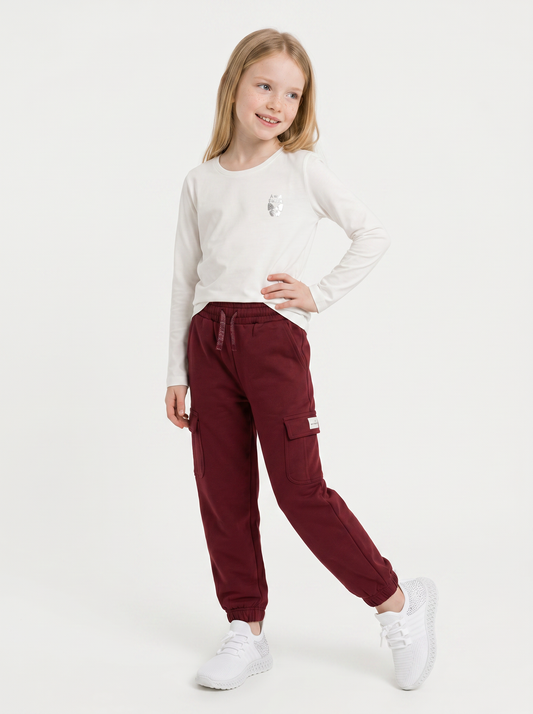 Pantafitness Jogger in felpa per bambina - Bordeaux