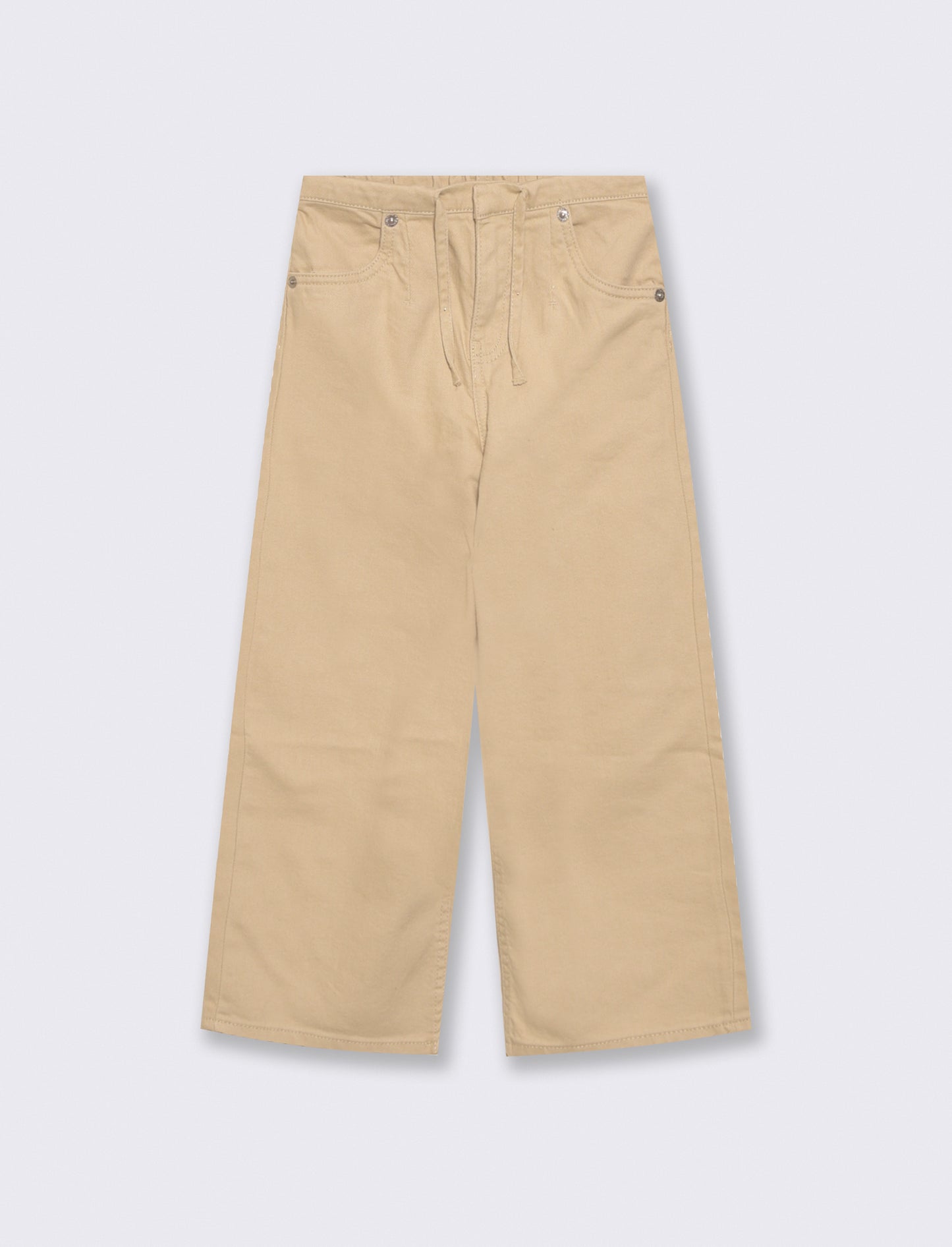 Pantalone gamba larga in cotone drill - Beige
